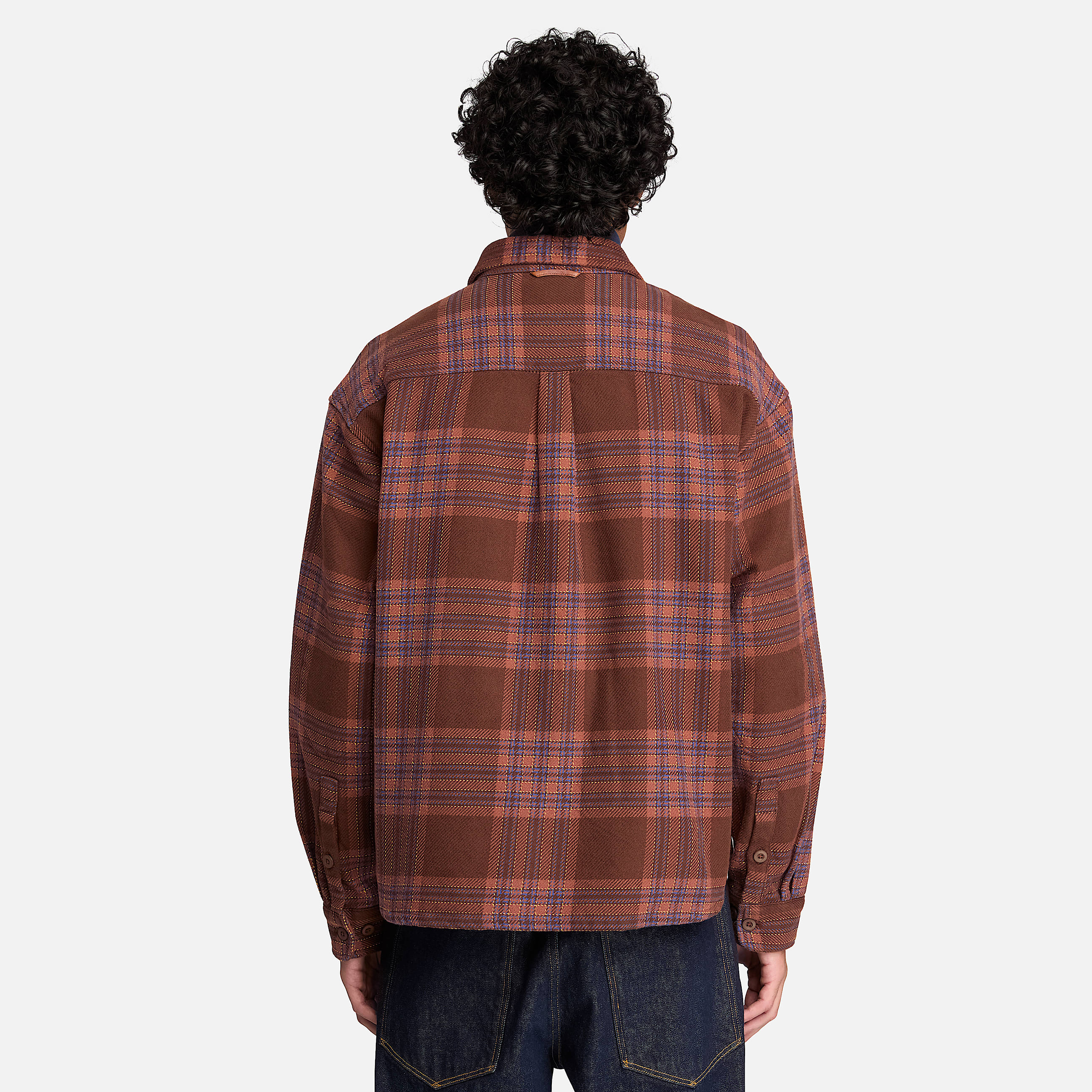 Flannel Check QuarterZip Shirt for Men in Dark Brown TBL Brown ALT8