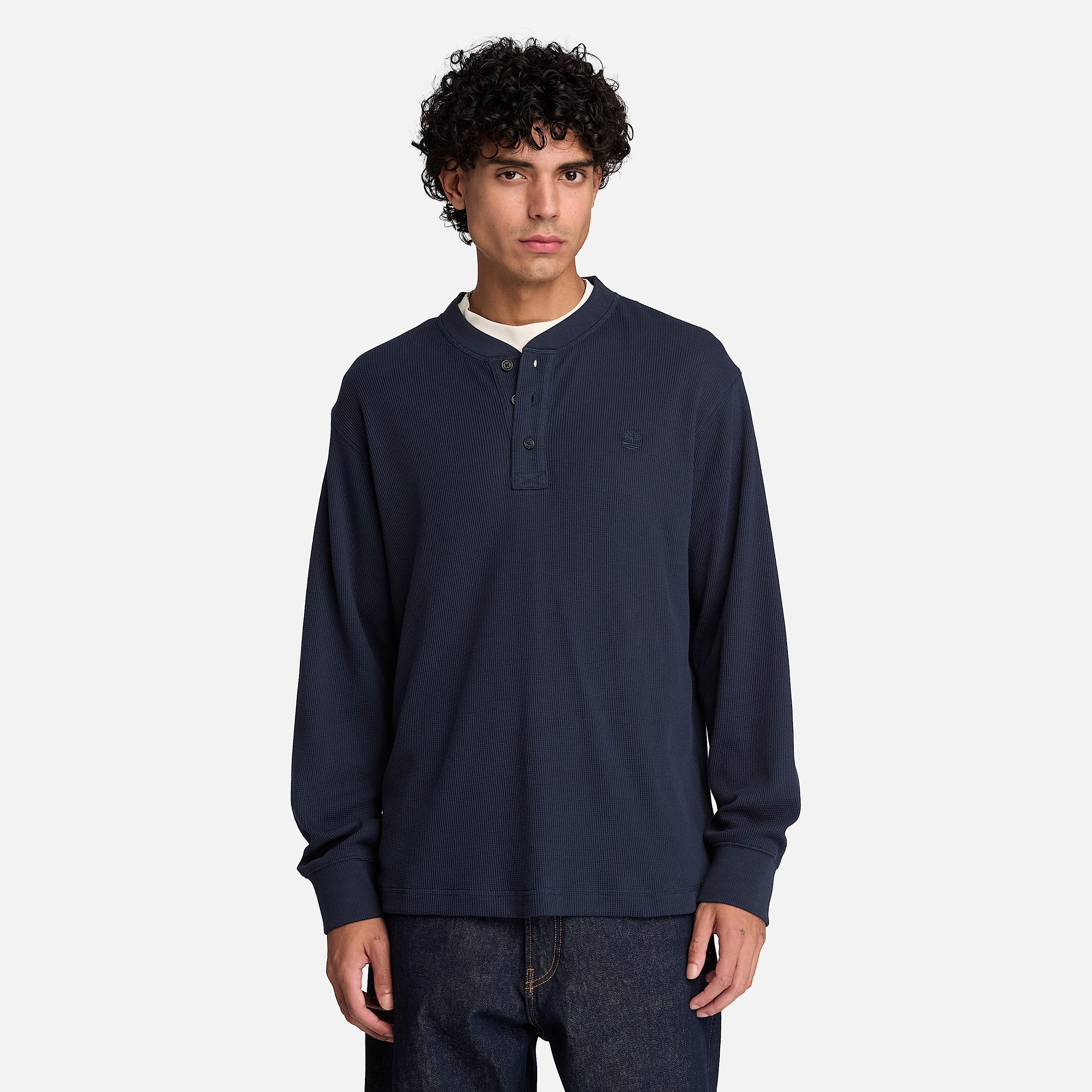 Langrmeliges Wharf River Polohemd mit Waffelstruktur fr Herren in Dunkelblau TBL Blau ALT1