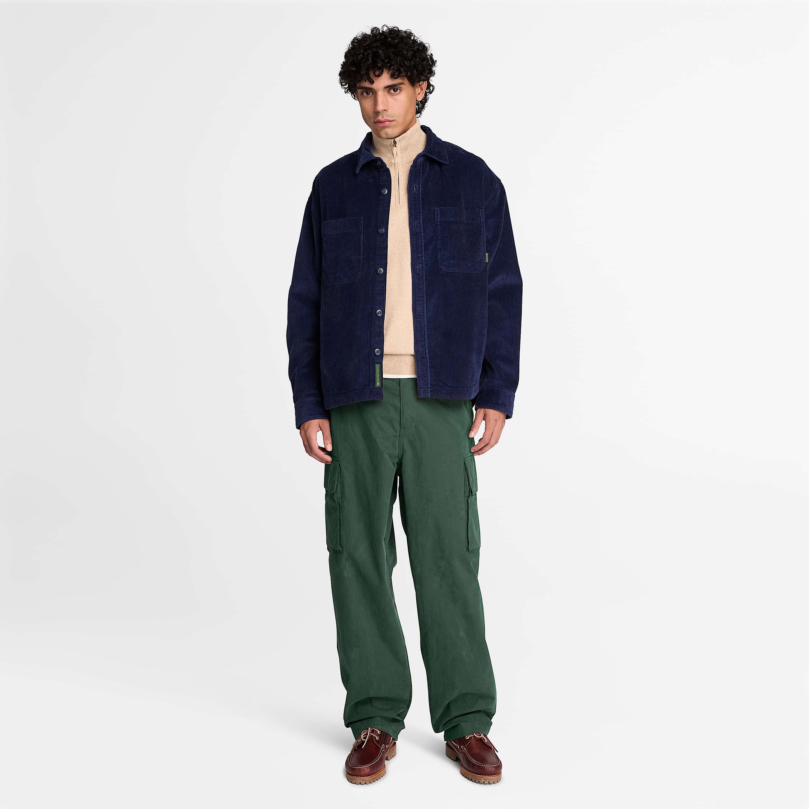 Corduroy Overshirt for Men in Dark Green TBL Green ALT2