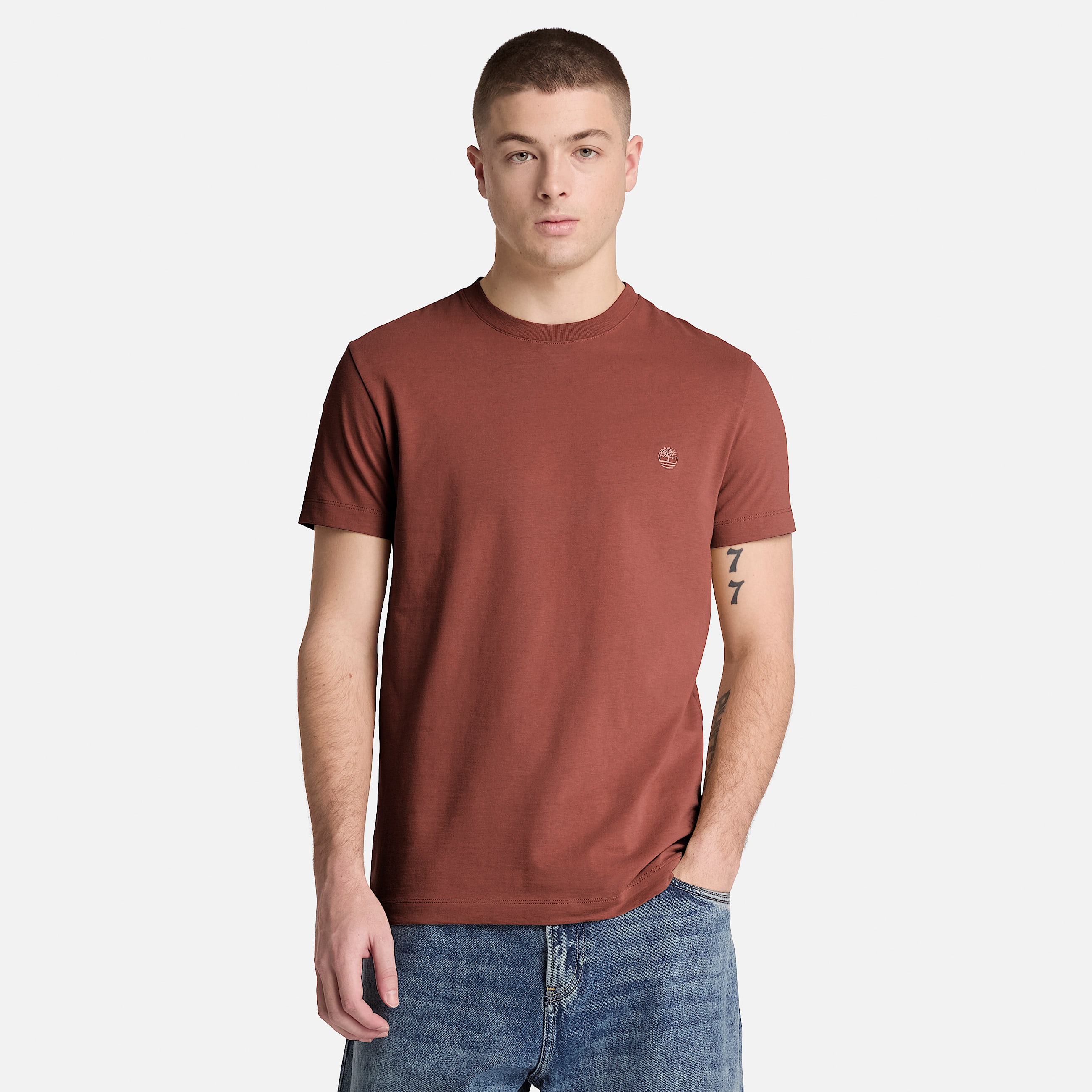 Dunstan River Slim ShortSleeve TShirt for Men in Brown TBL Brown ALT1