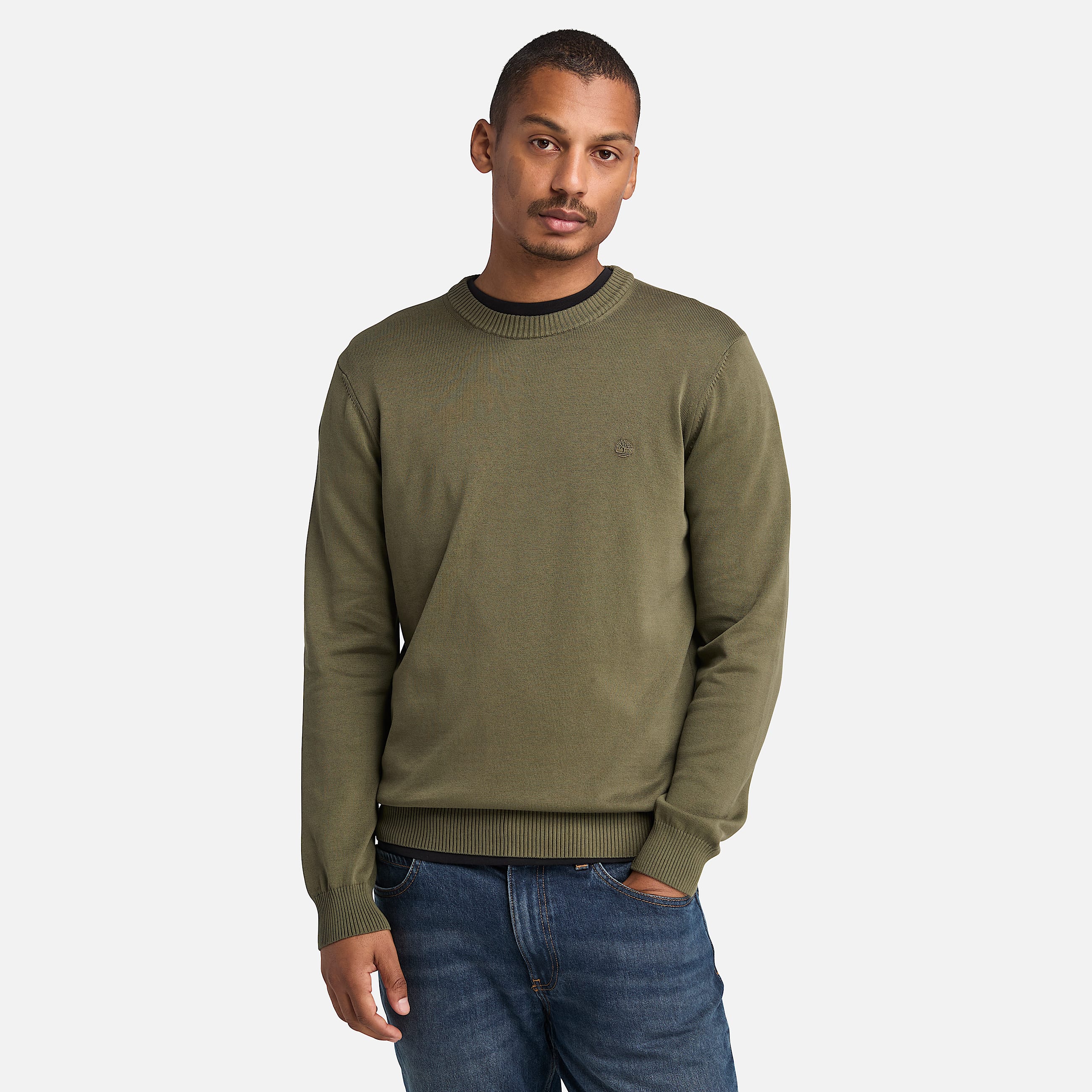 Merrymack River Garment Dyed Jumper for Men in Green TBL Grn ALT1