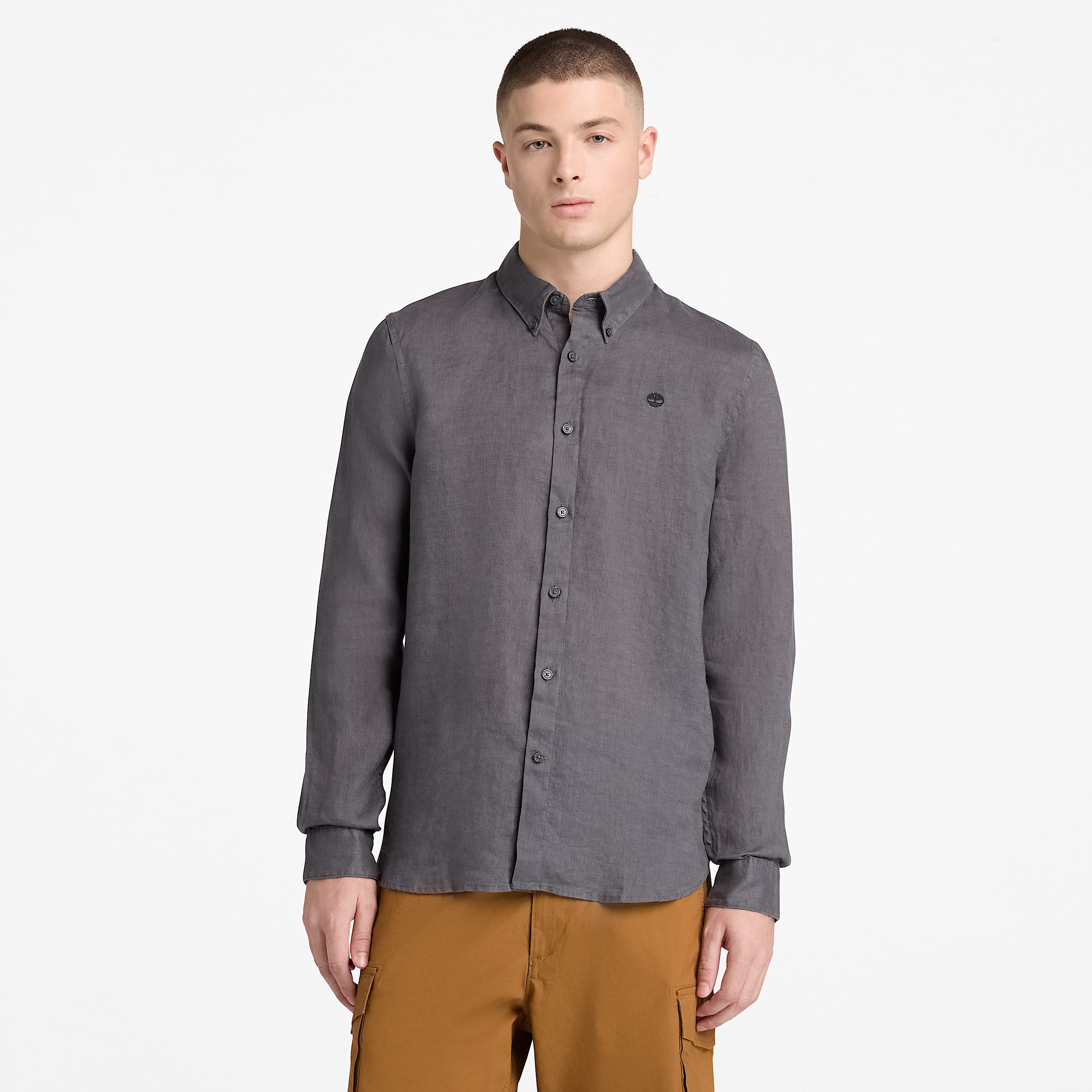 Mill Brook Linen Shirt for Men in Grey TBL Gr ALT1