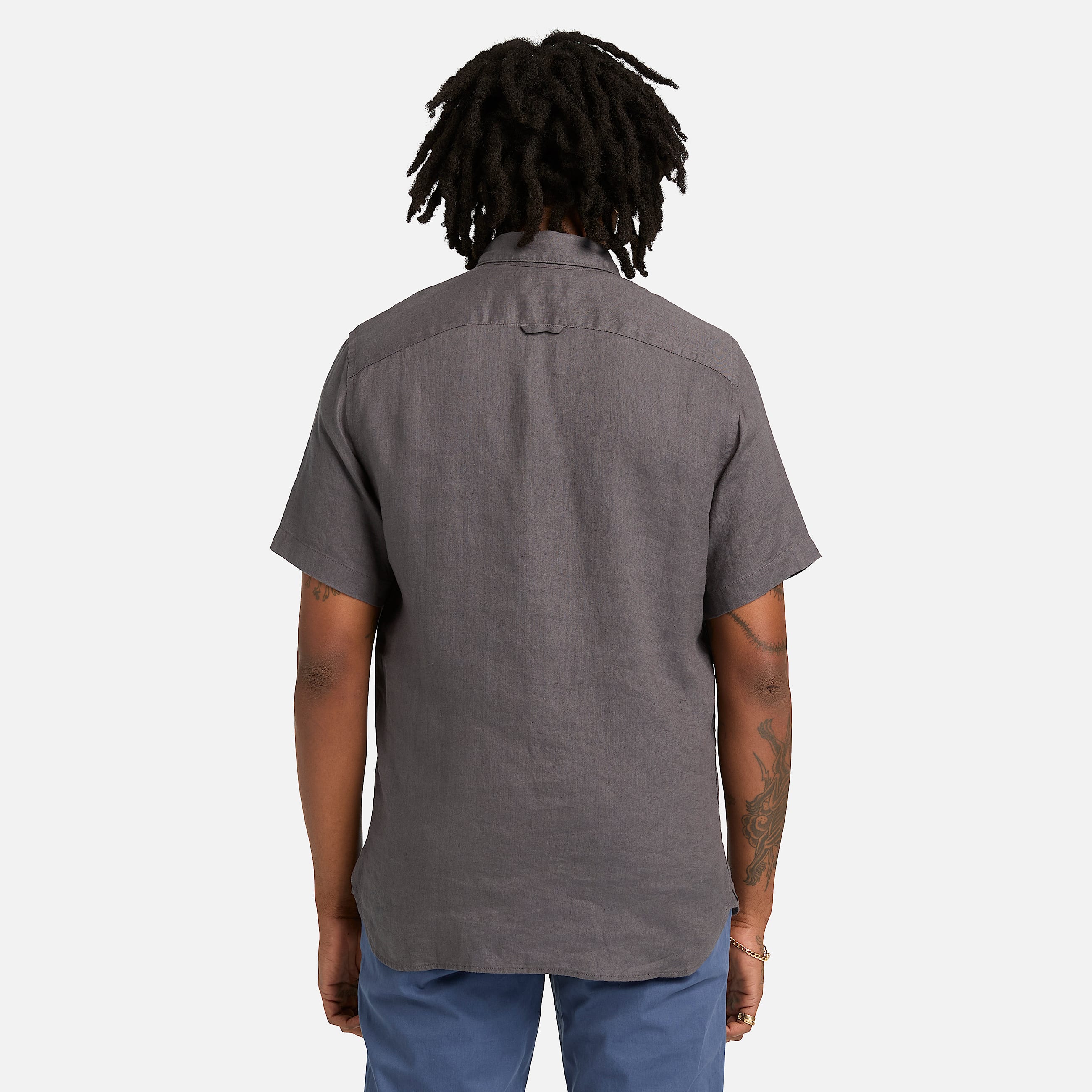 Mill Brook Linen ShortSleeve Shirt for Men in Grey TBL Gr ALT8