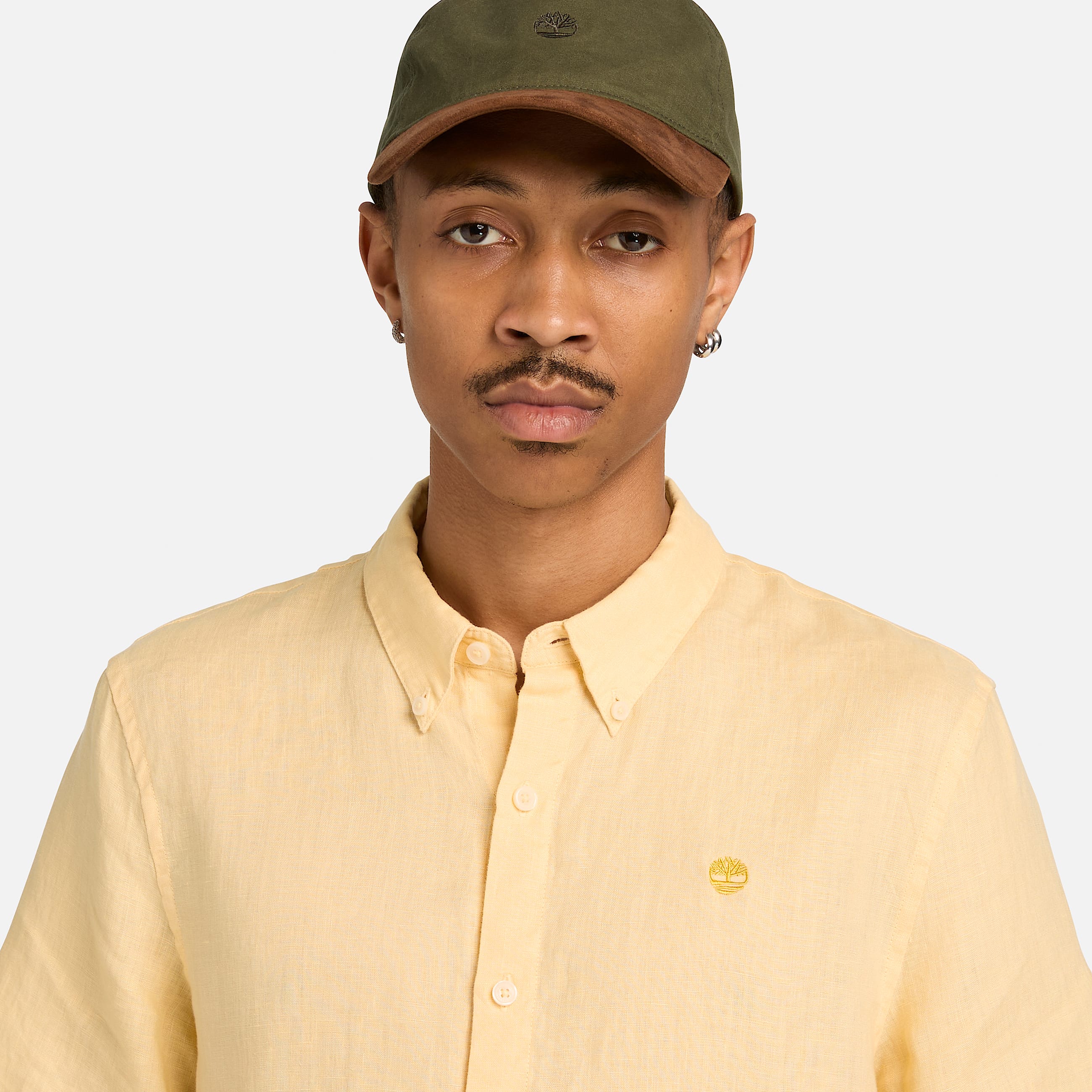 Mill Brook Linen ShortSleeve Shirt for Men in Yellow TBL Gul ALT3