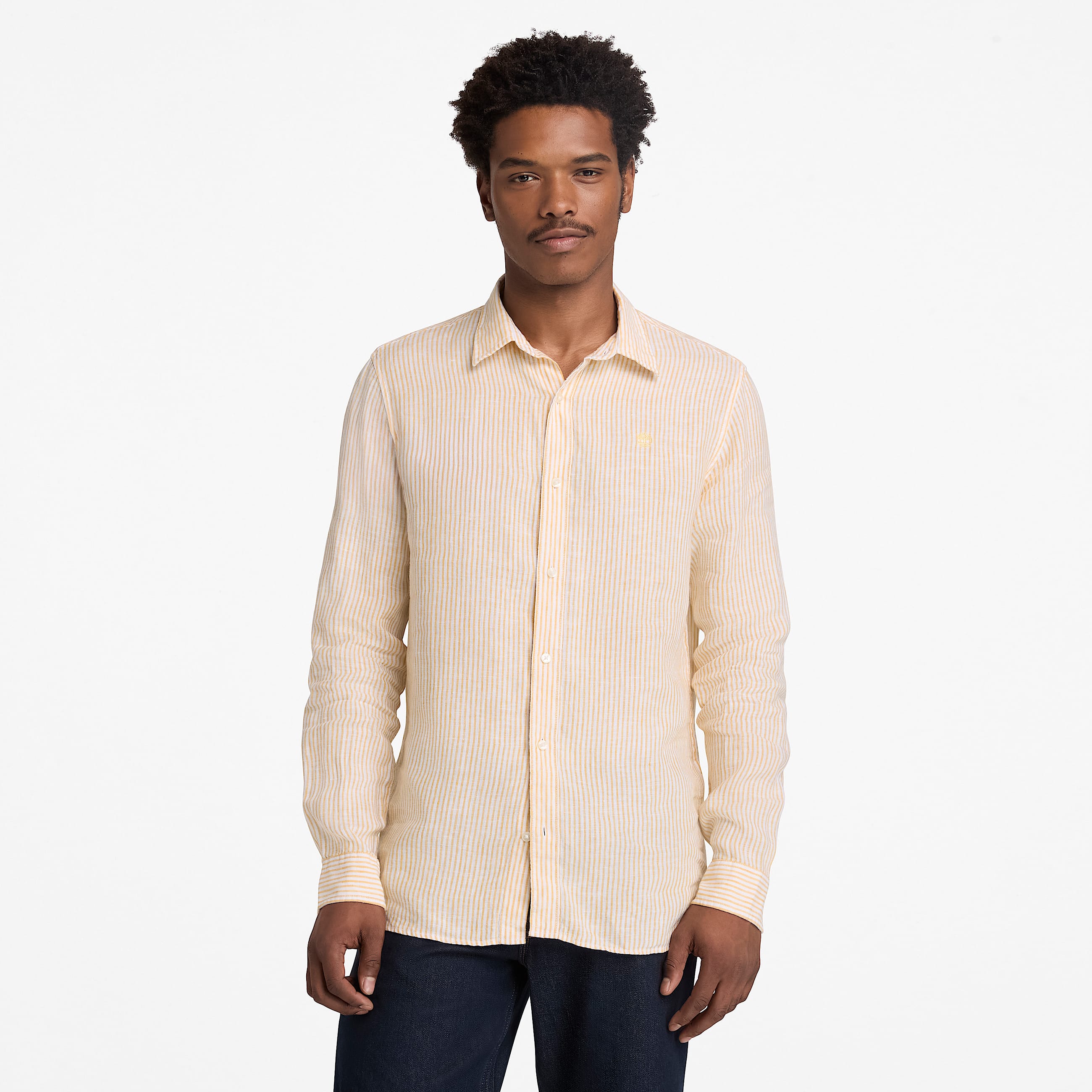 Camicia in Lino Vestibilit Regular Mill Brook da Uomo in giallo TBL giallo ALT1