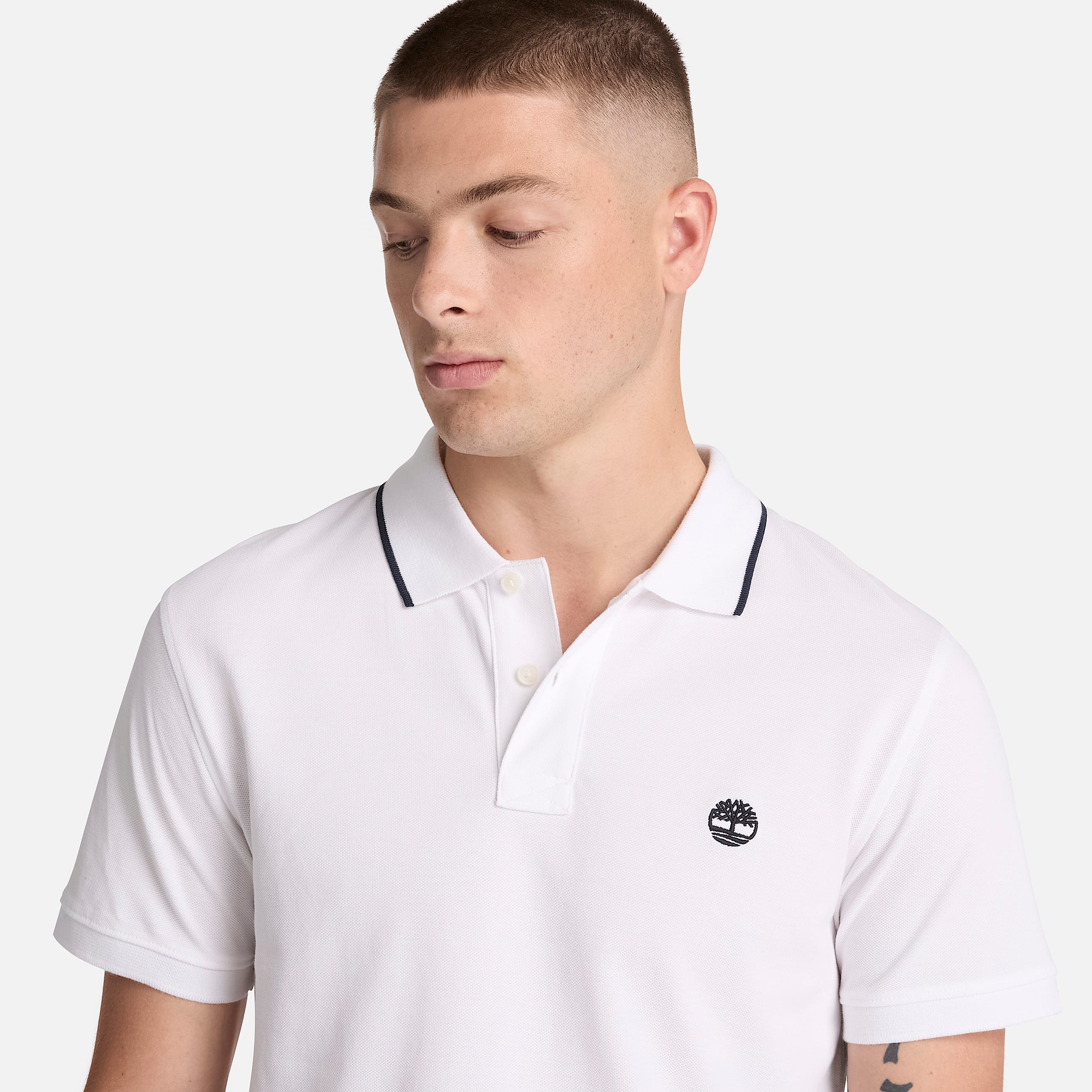 Polo a Maniche Corte con Colletto Stampato Millers River da Uomo in bianco TBL bianco ALT3