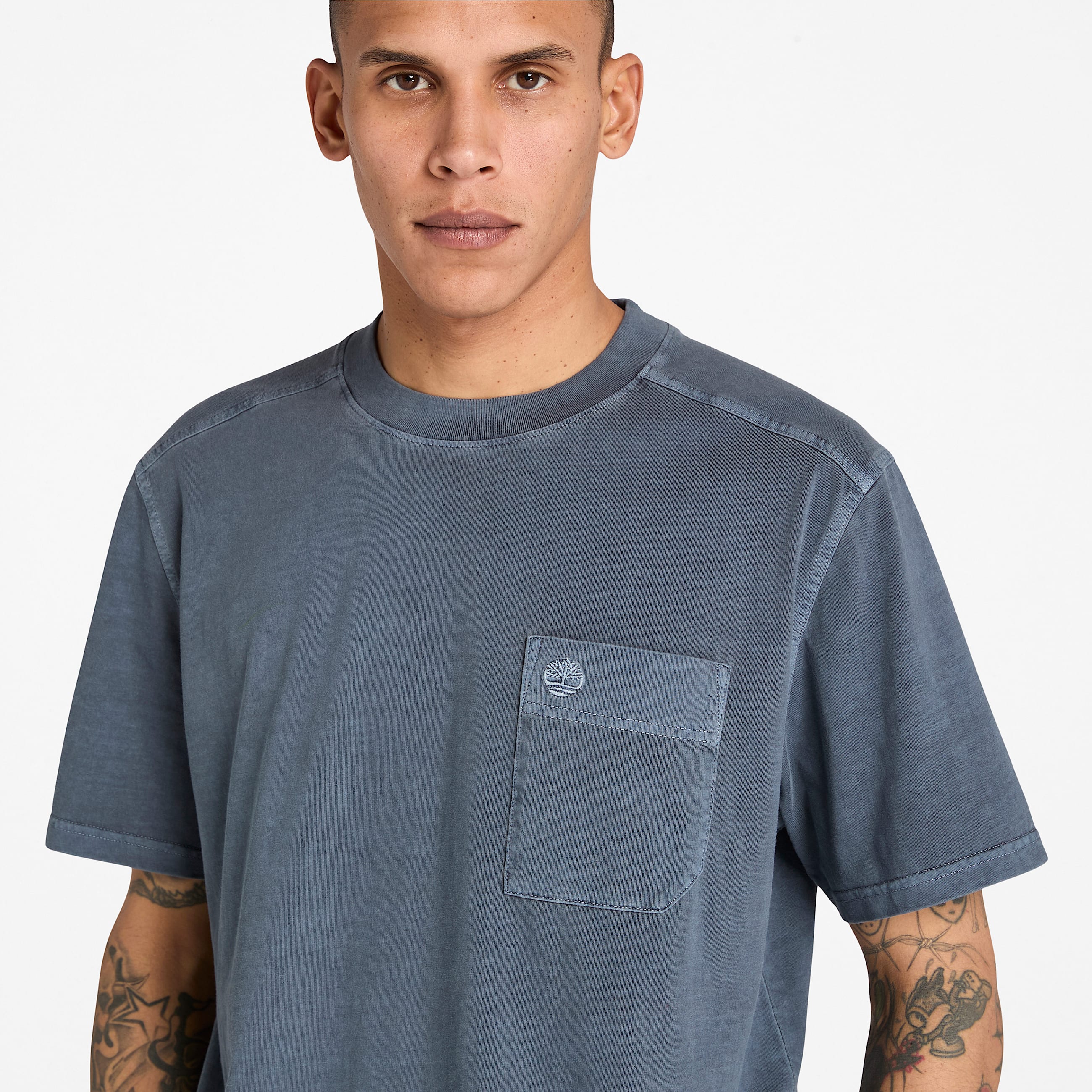 Merrymack River Garment Dyed Chest Pocket TShirt for Men in Blue TBL Blue ALT3
