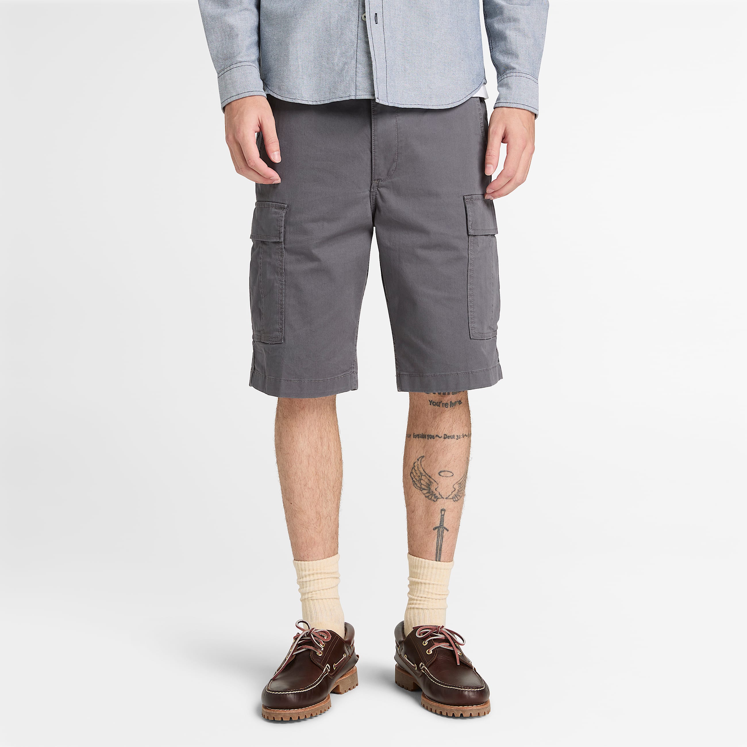 Brookline Twill Cargo Short for Men in Grey TBL Gr ALT1