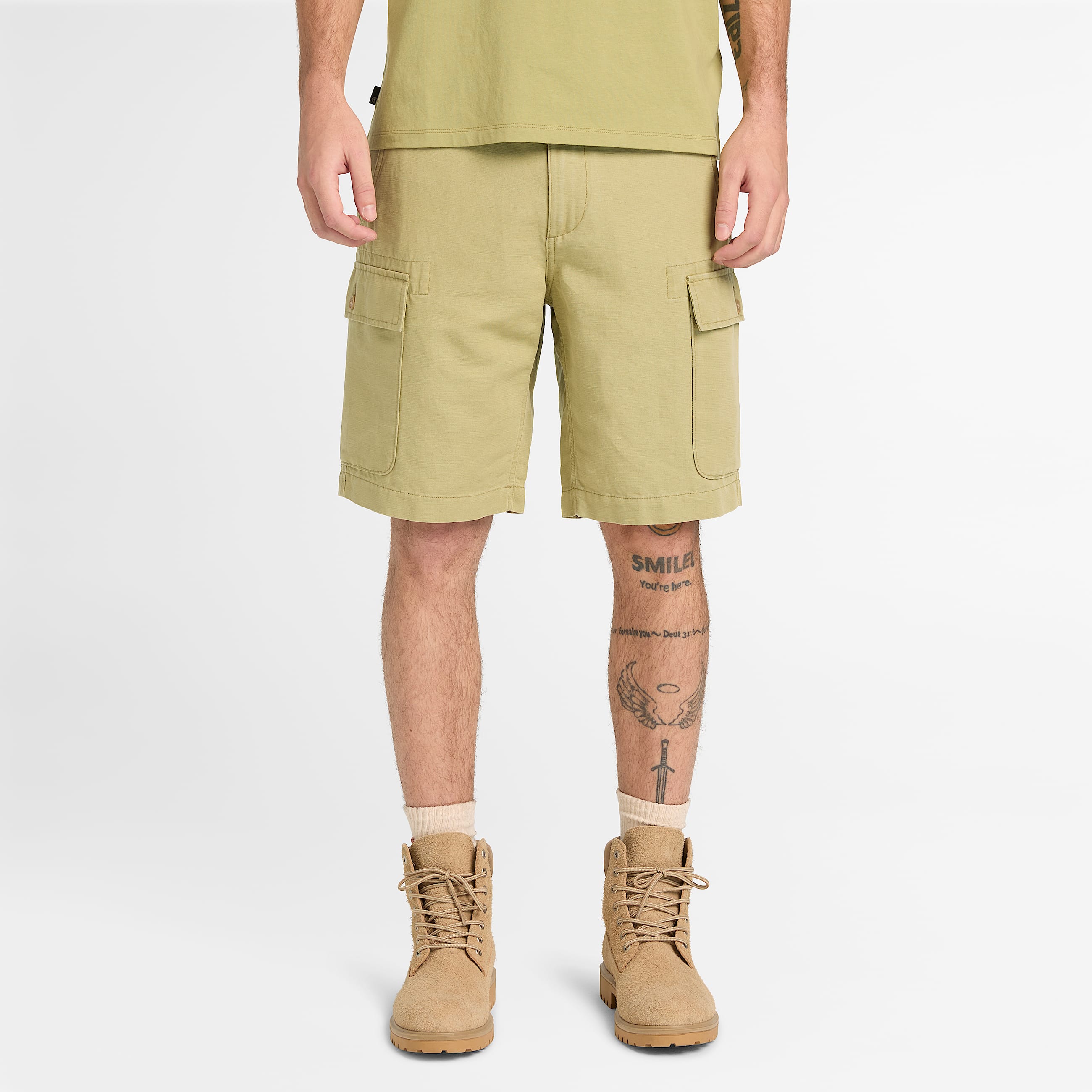 Brookline CottonLinen Cargo Short for Men in Green TBL Grn ALT1