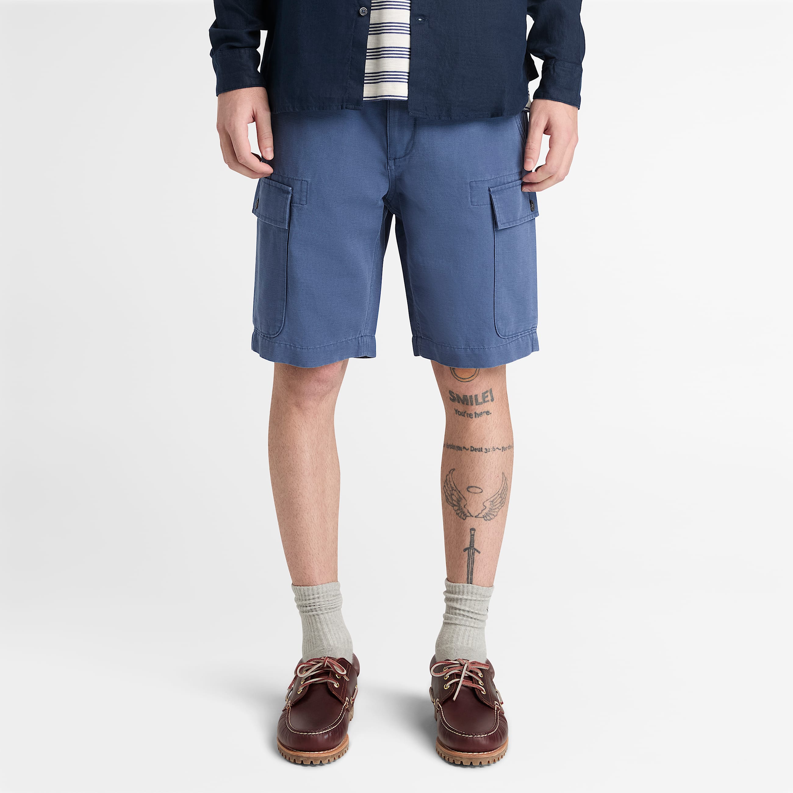 Brookline CottonLinen Cargo Short for Men in Blue TBL Bl ALT1
