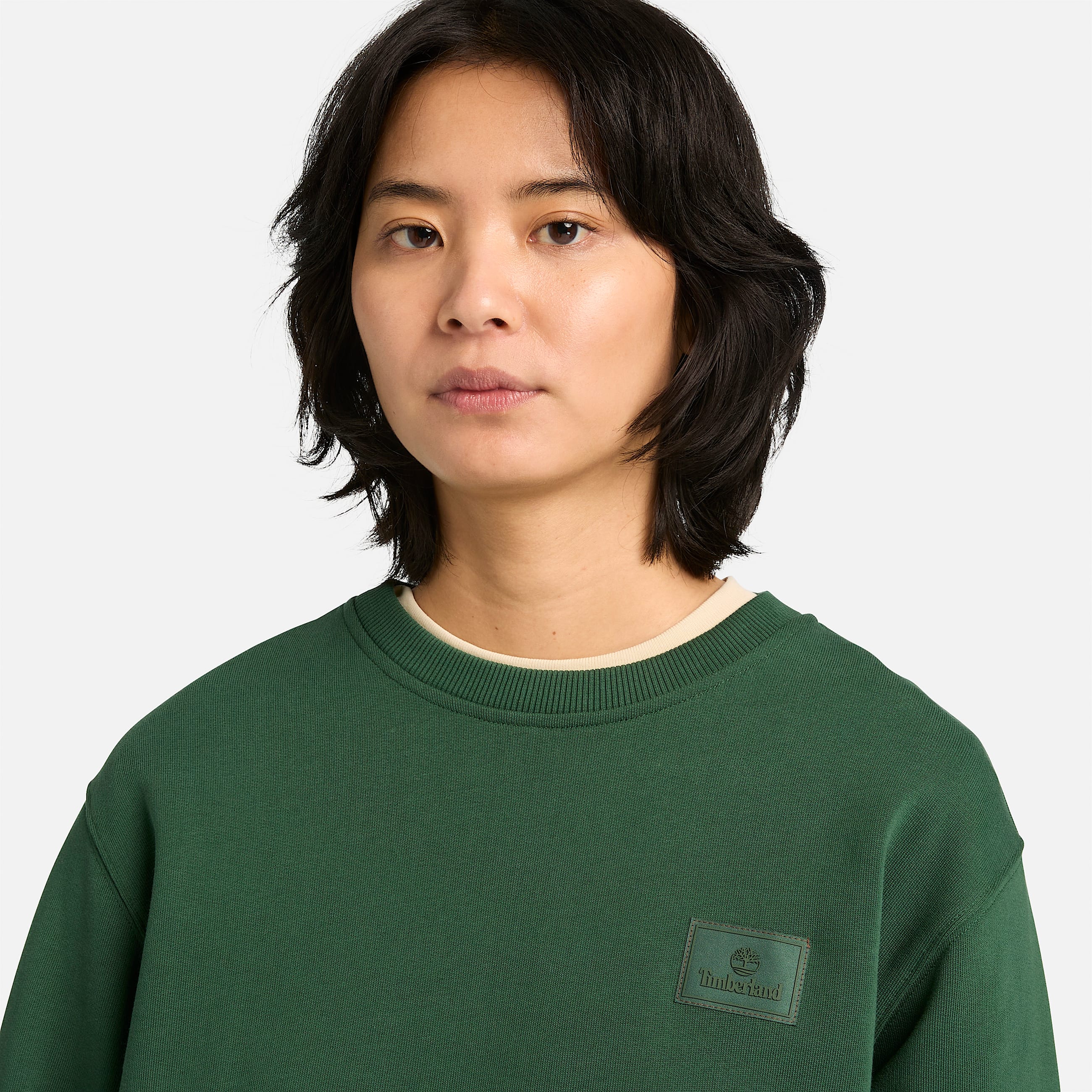Felpa Girocollo con Targhetta in Silicone da Uomo in verde TBL verde ALT4