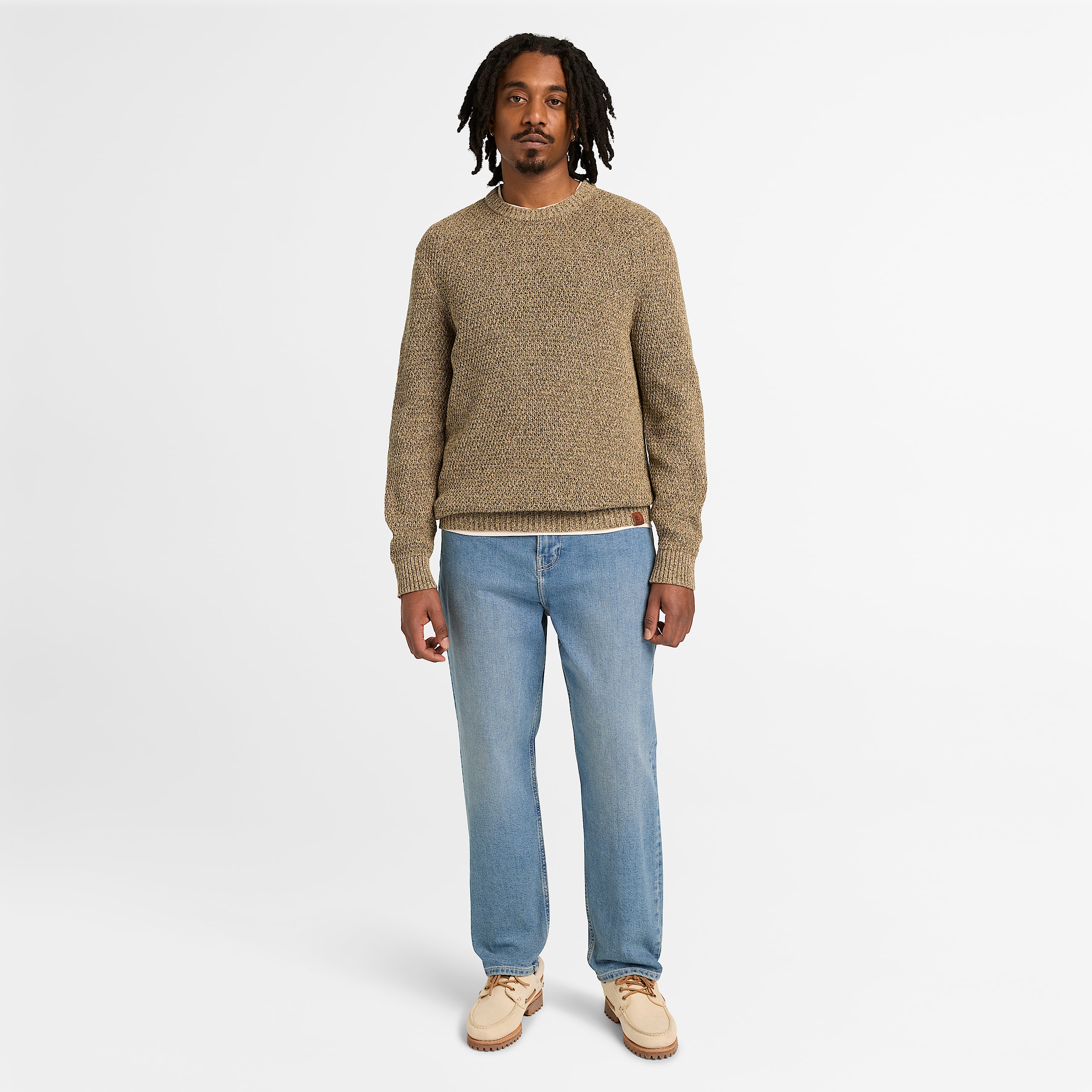 Cotton Textured Jumper for Men in Green TBL Grn ALT2