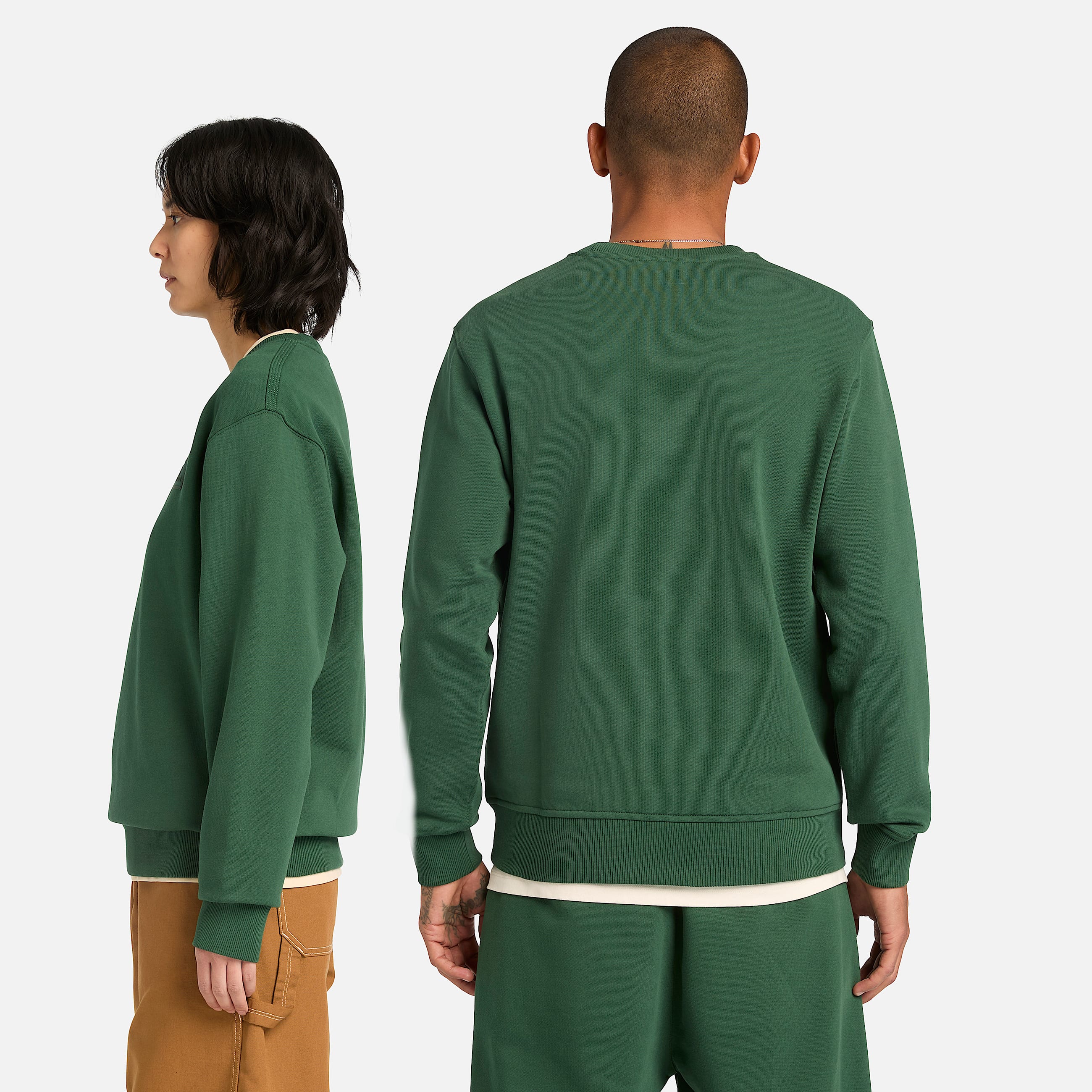 Felpa Girocollo con Targhetta in Silicone da Uomo in verde TBL verde ALT2