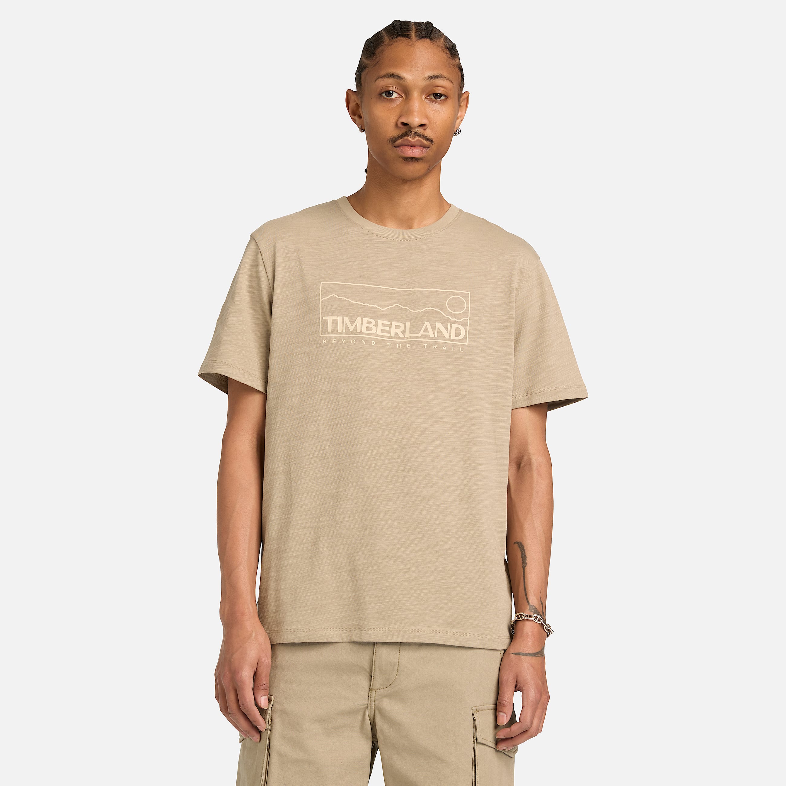 Tshirt a Maniche Corte con Grafica Stilizzata da Uomo in marrone TBL marrone ALT1