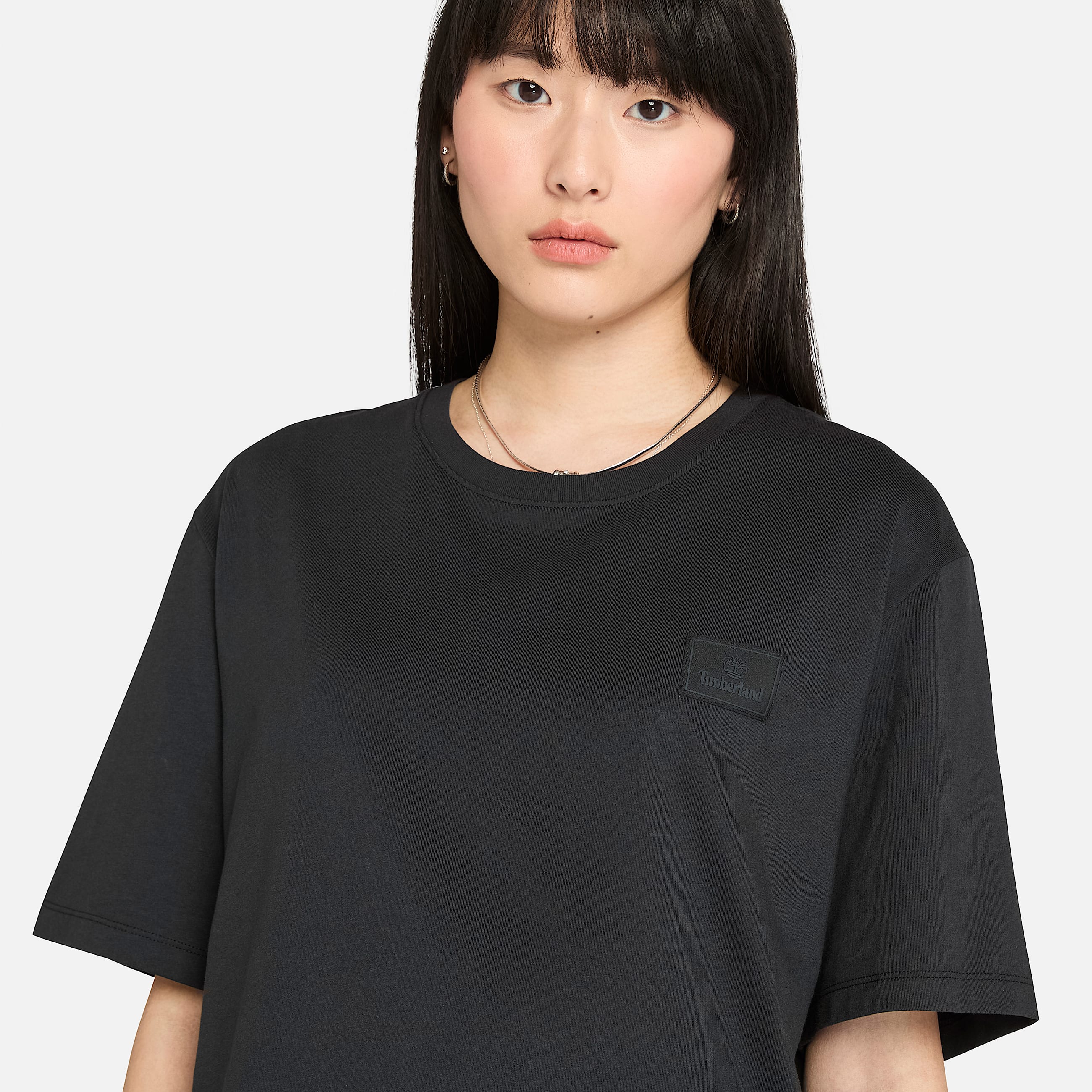 Tshirt a Maniche Corte con Targhetta in Silicone da Uomo in nero TBL nero ALT3