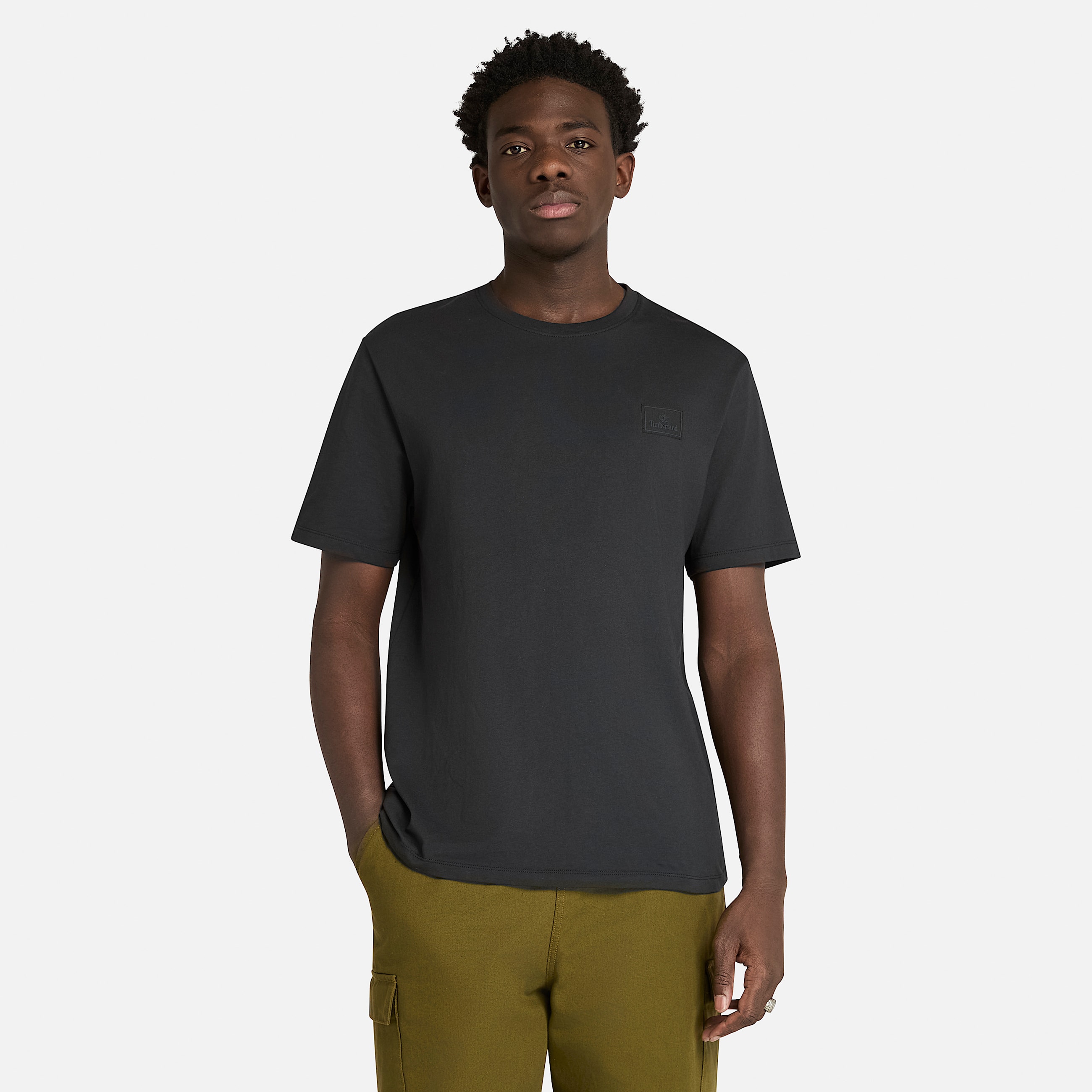 Tshirt a Maniche Corte con Targhetta in Silicone da Uomo in nero TBL nero ALT2
