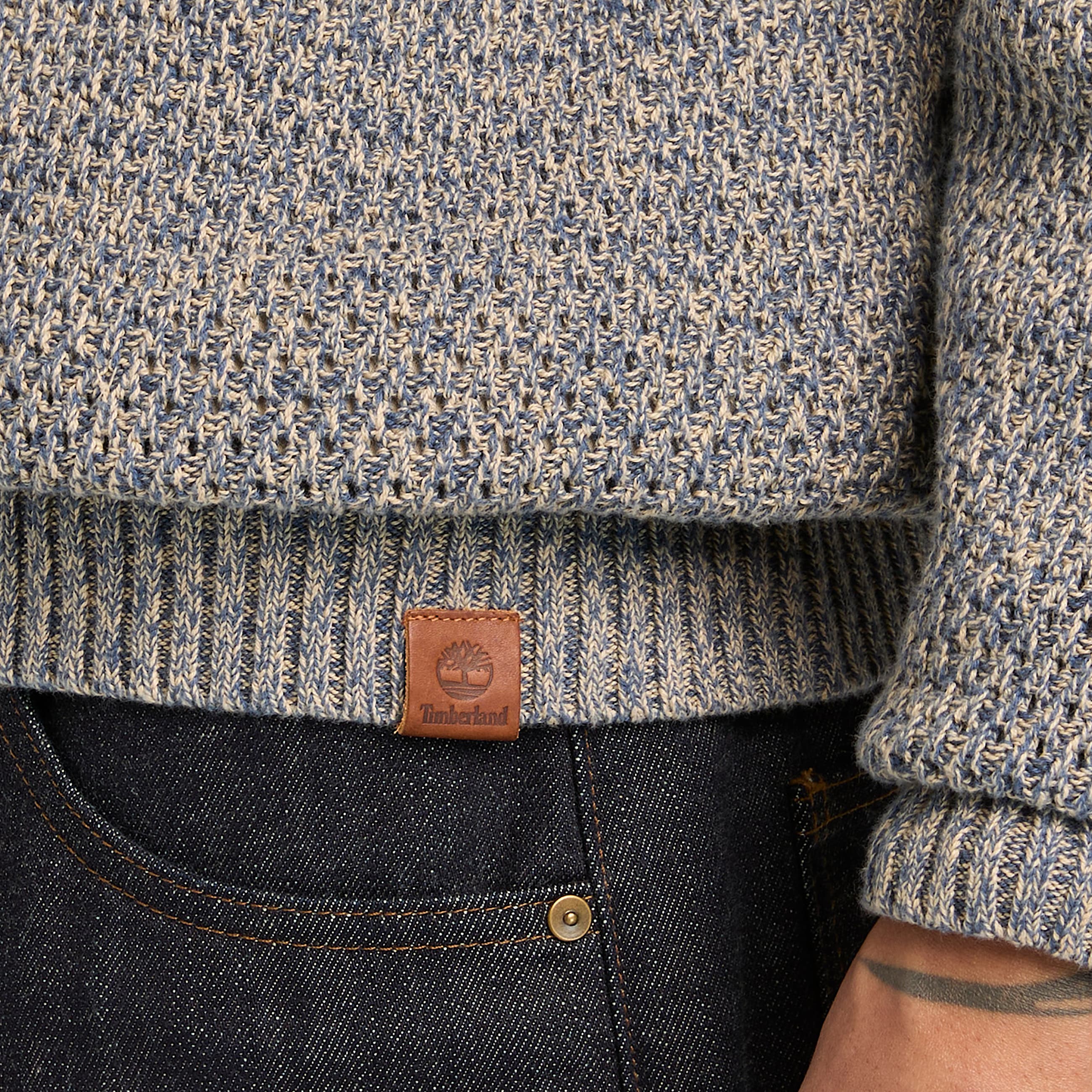 Cotton Textured Jumper for Men in Blue TBL Bl ALT3