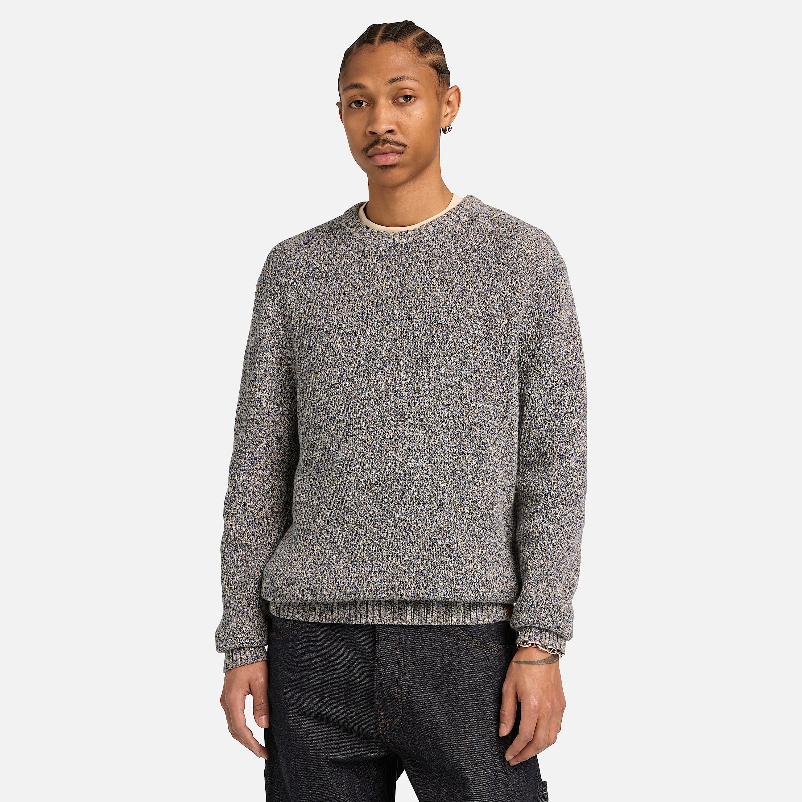 Cotton Textured Jumper for Men in Blue TBL Bl ALT1
