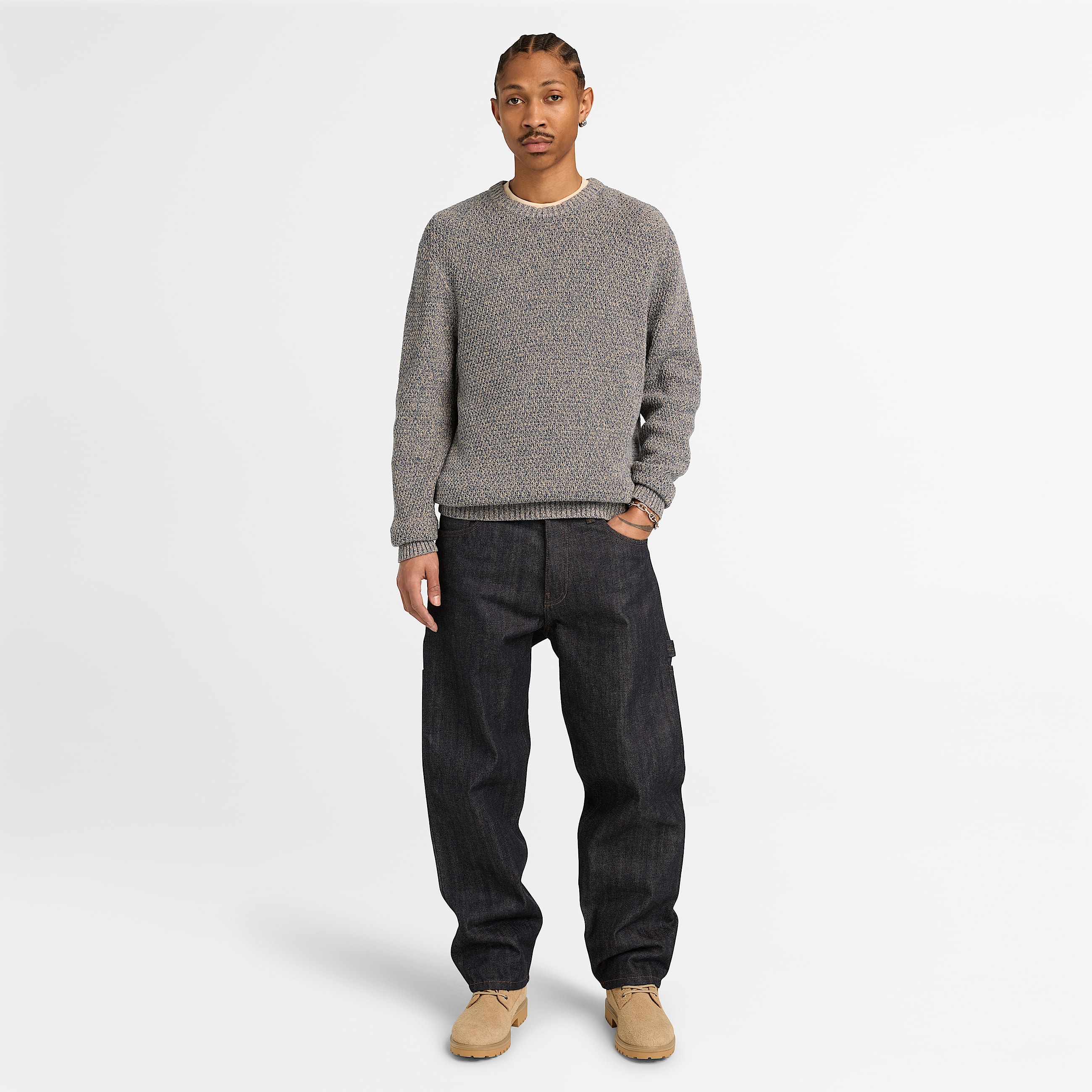 Cotton Textured Jumper for Men in Blue TBL Bl ALT2