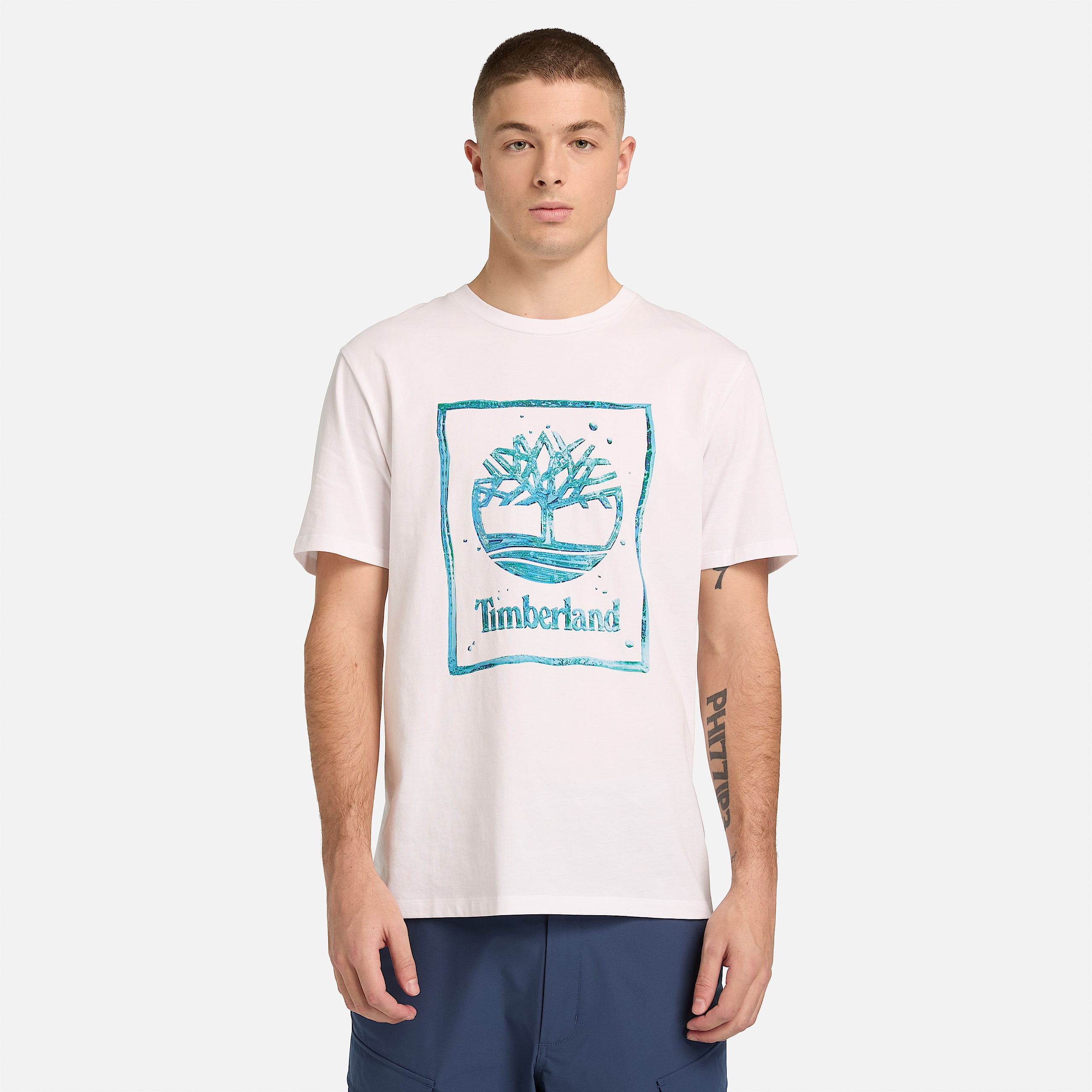 Tshirt a Maniche Corte con Logo Grafico Acqua da Uomo in bianco TBL bianco ALT1