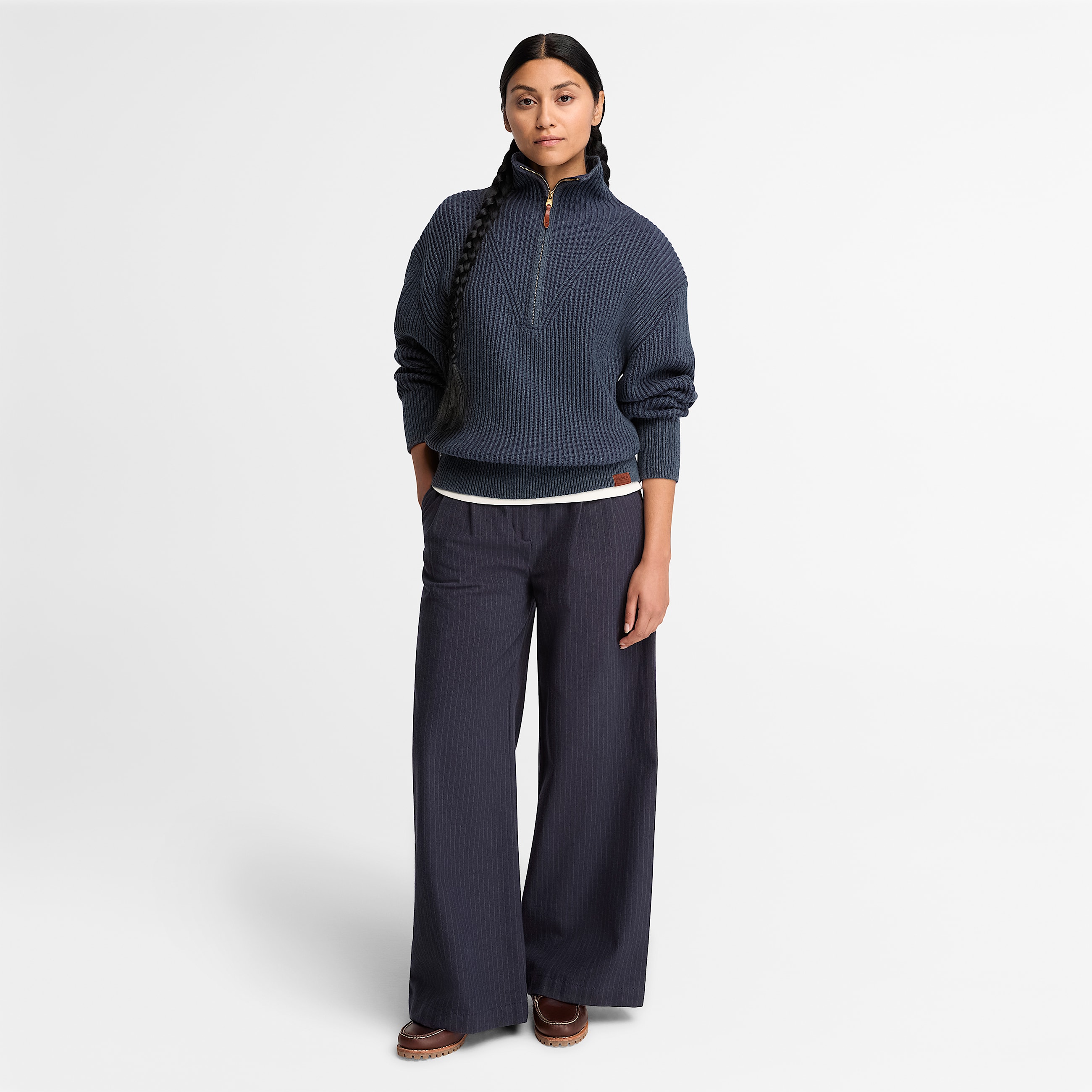 Chunky QuarterZip Jumper for Women in Blue TBL Blue ALT2