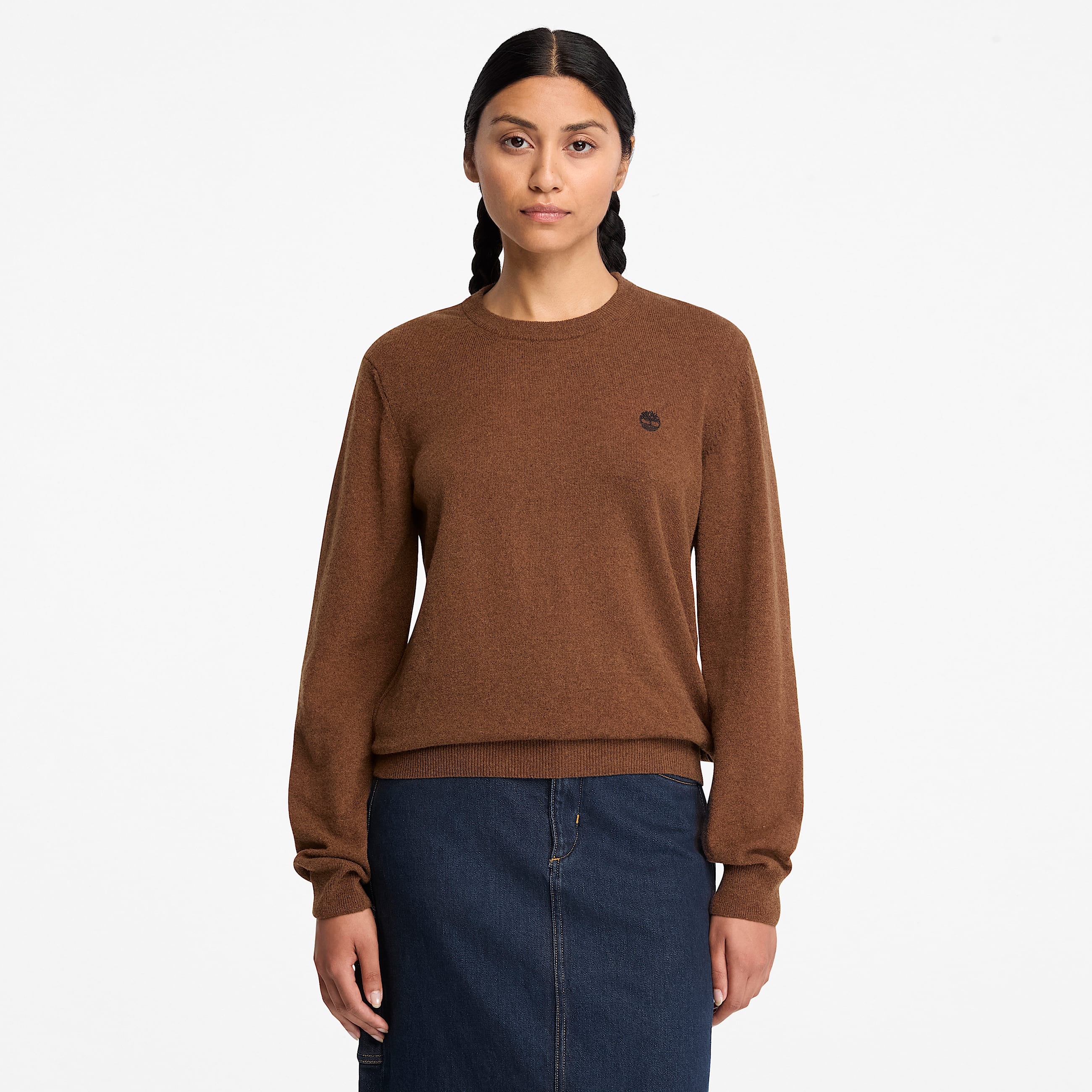 Merino Crew Jumper for Women in Dark Brown TBL Brown ALT1
