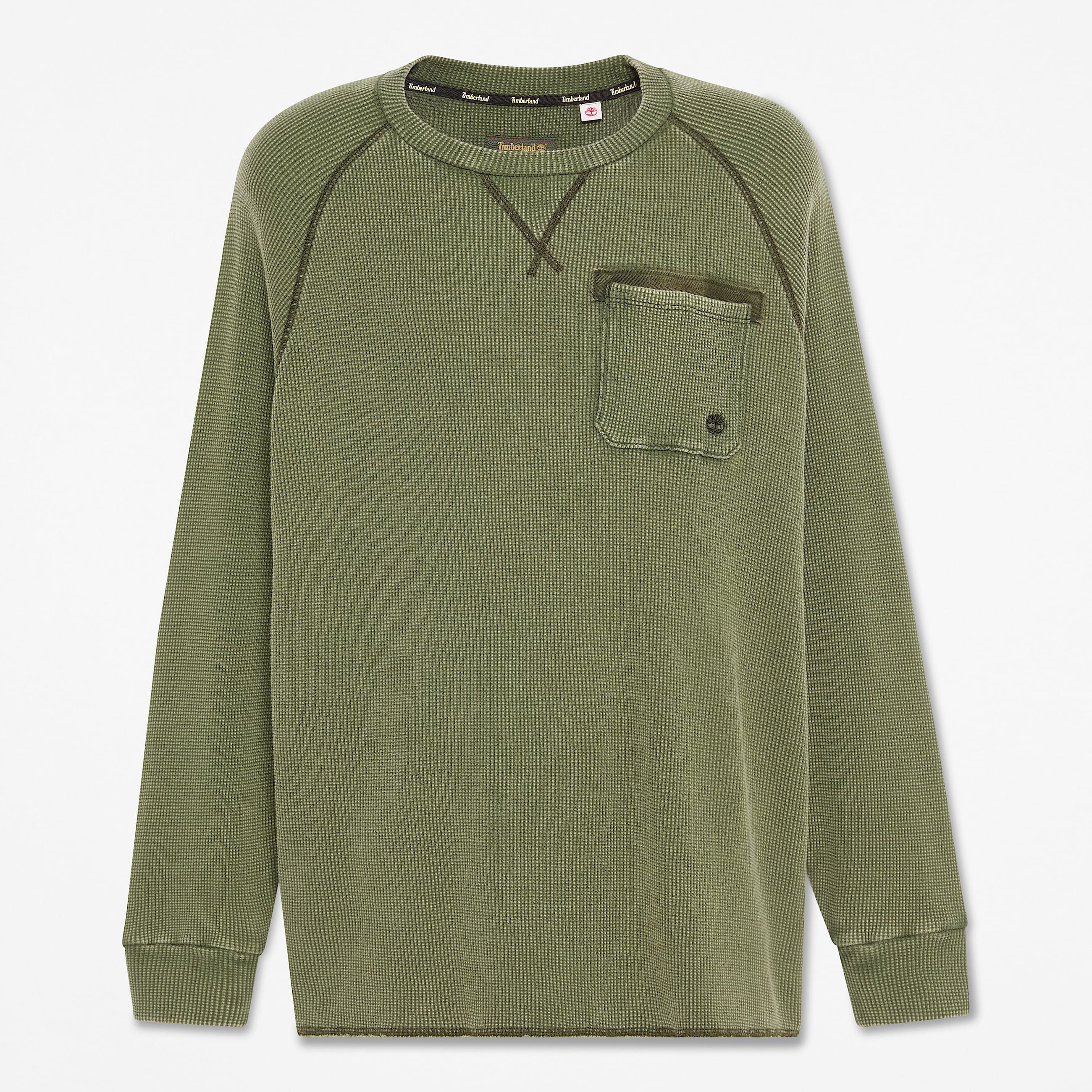 Timberland Tokyo Design Collective Garment Dyed Waffle LongSleeve TShirt in Dark Green TBL Green HERO