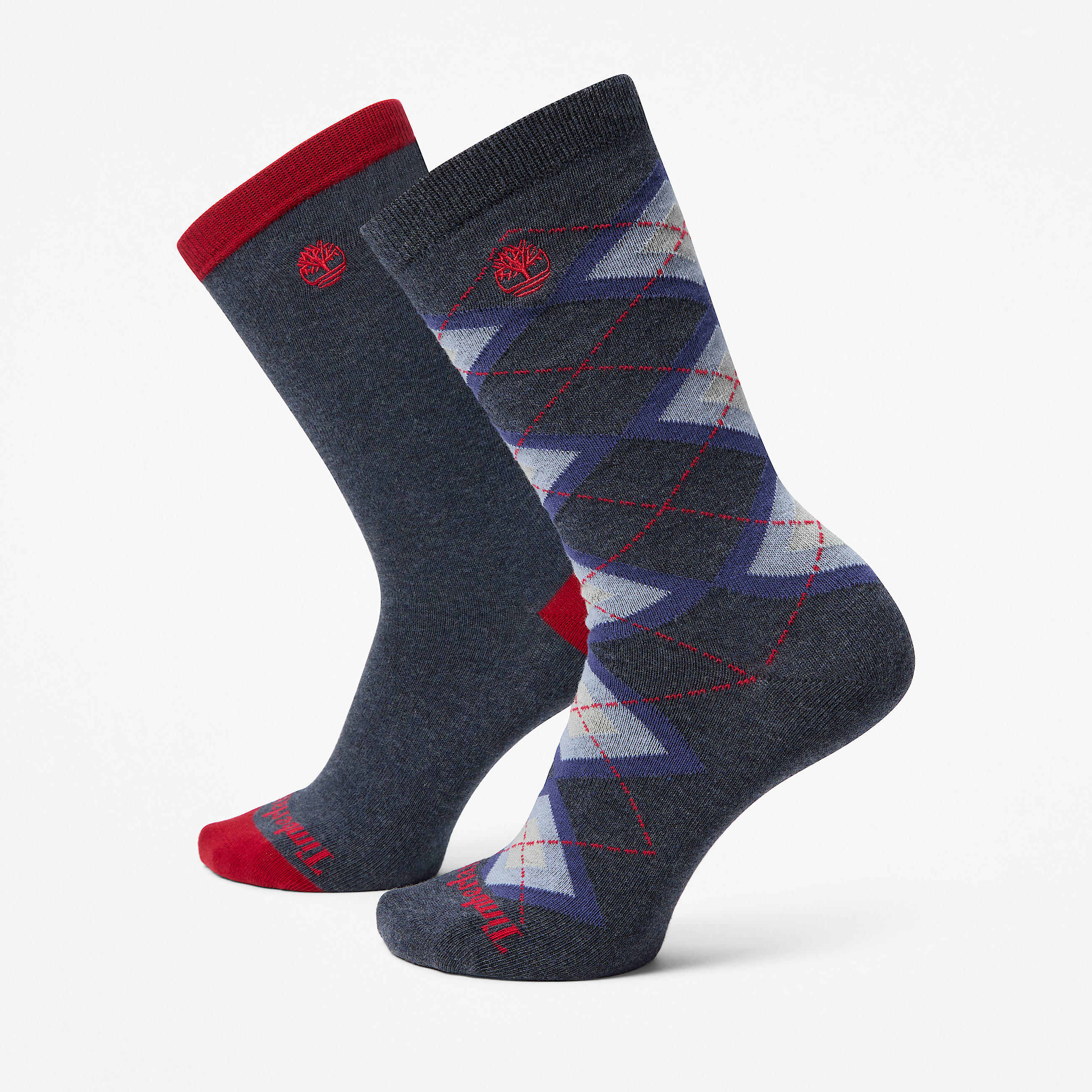 Crew Sokken met ruitpatroon en effen design 2pack in donkerblauw TBL blauw HERO