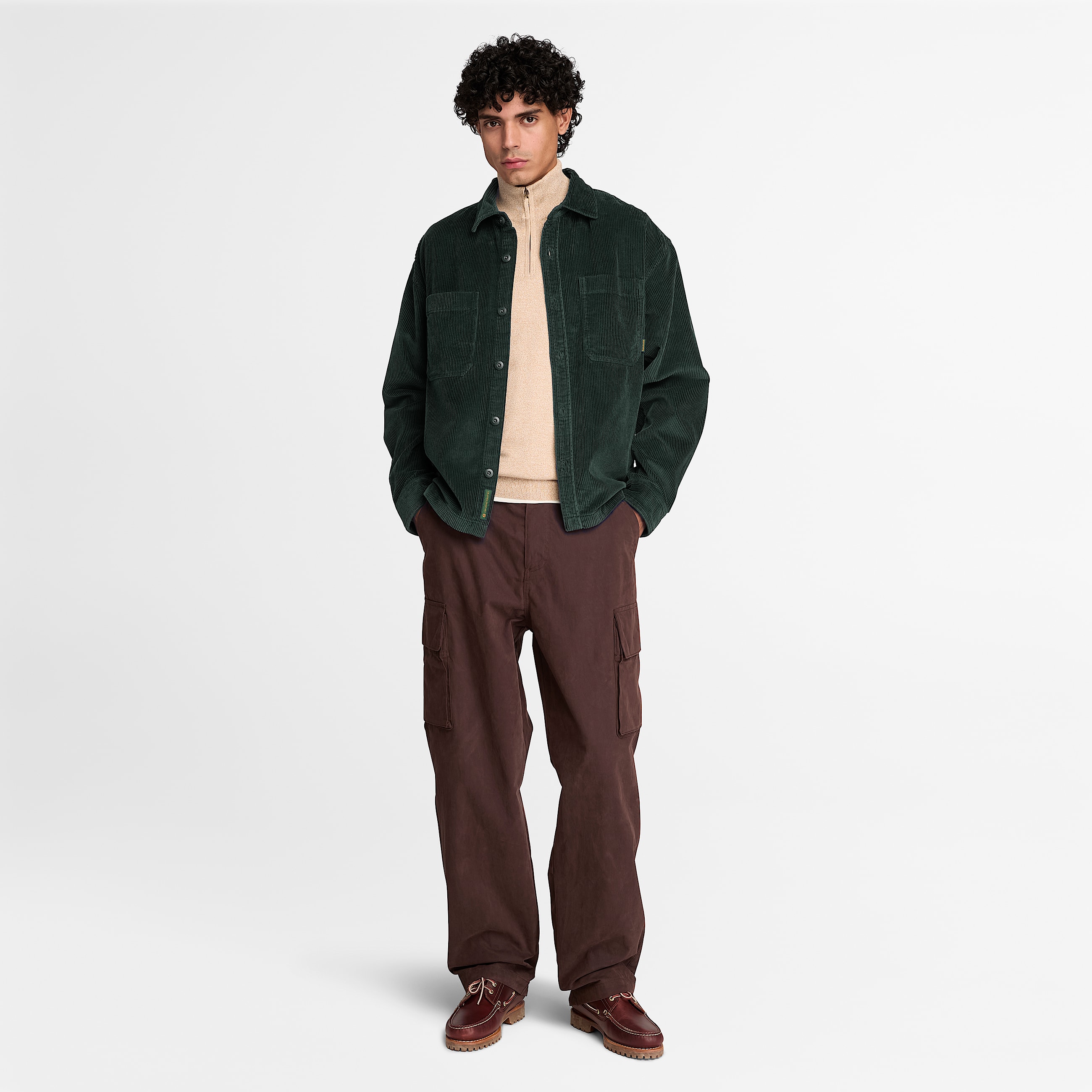 Corduroy Overshirt for Men in Dark Green TBL Green ALT2