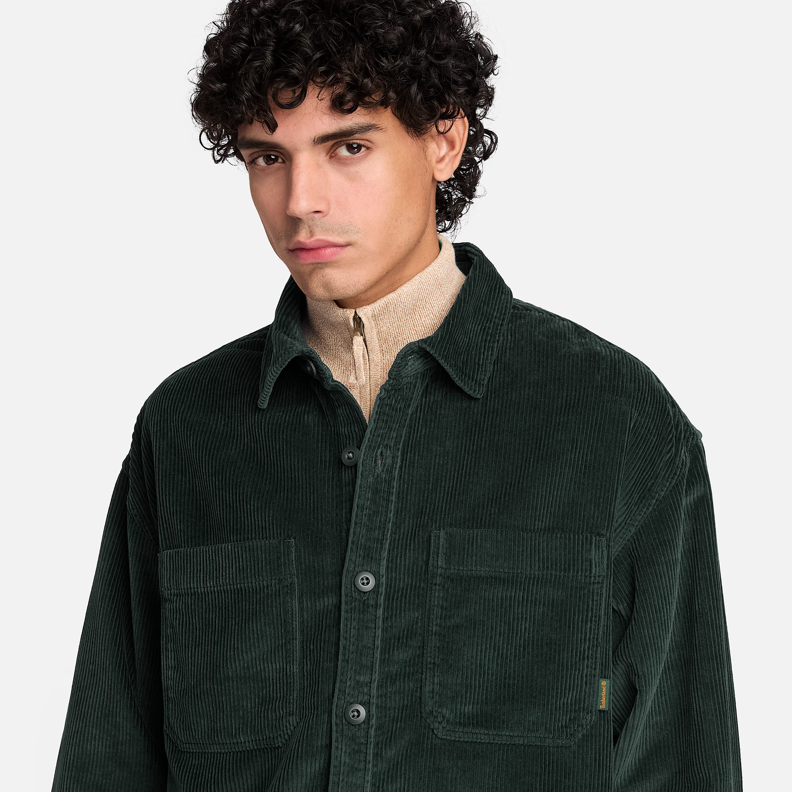 Corduroy Overshirt for Men in Dark Green TBL Green ALT3