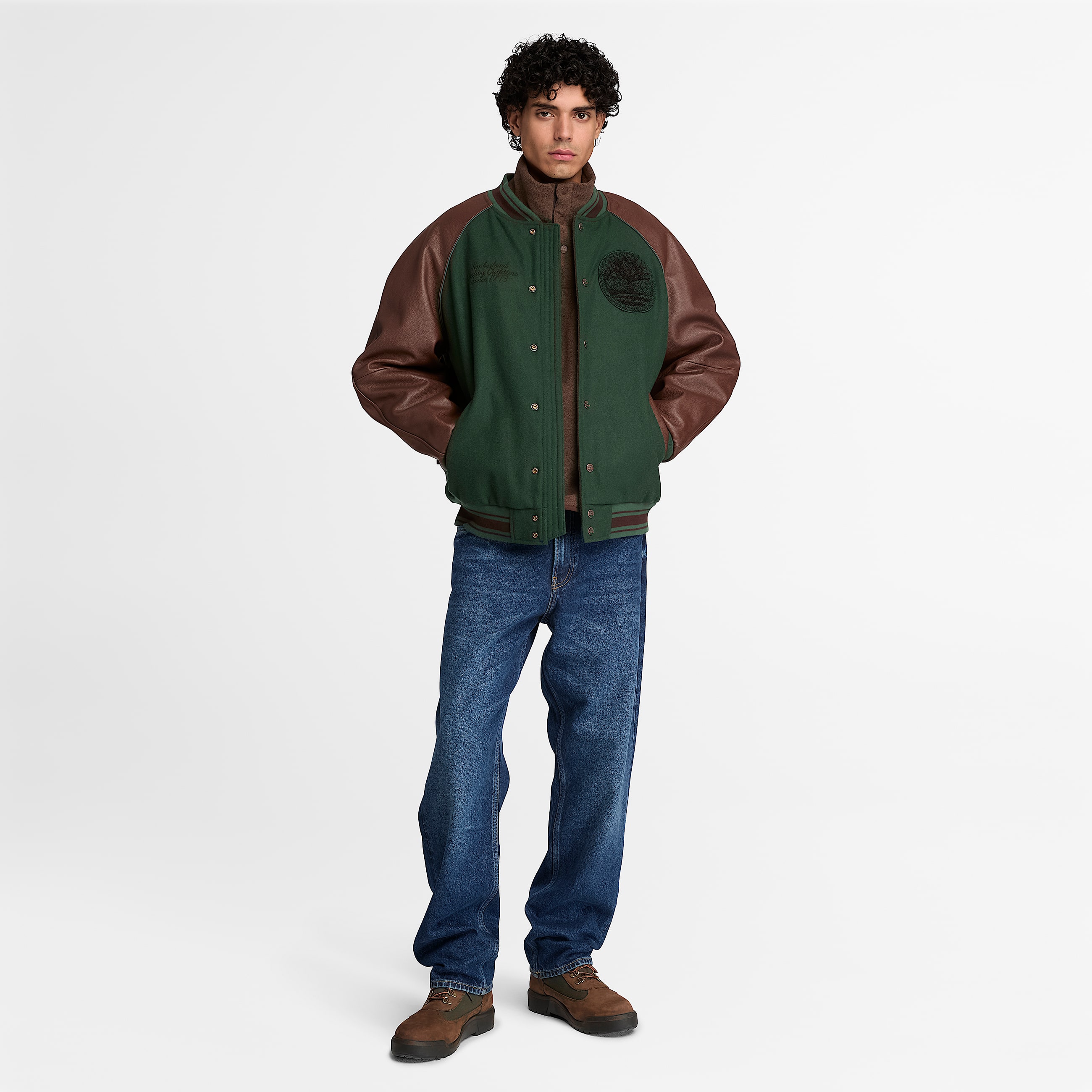 Chaqueta Varsity Signature para hombre en marrn oscuroverde oscuro TBL marrn ALT2