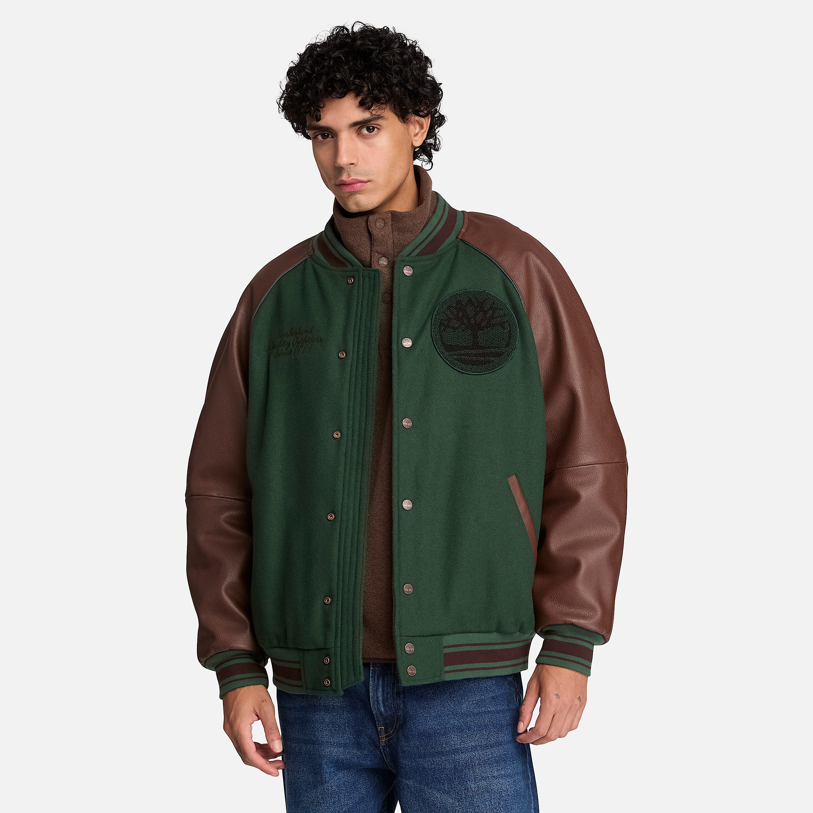 Chaqueta Varsity Signature para hombre en marrn oscuroverde oscuro TBL marrn ALT1