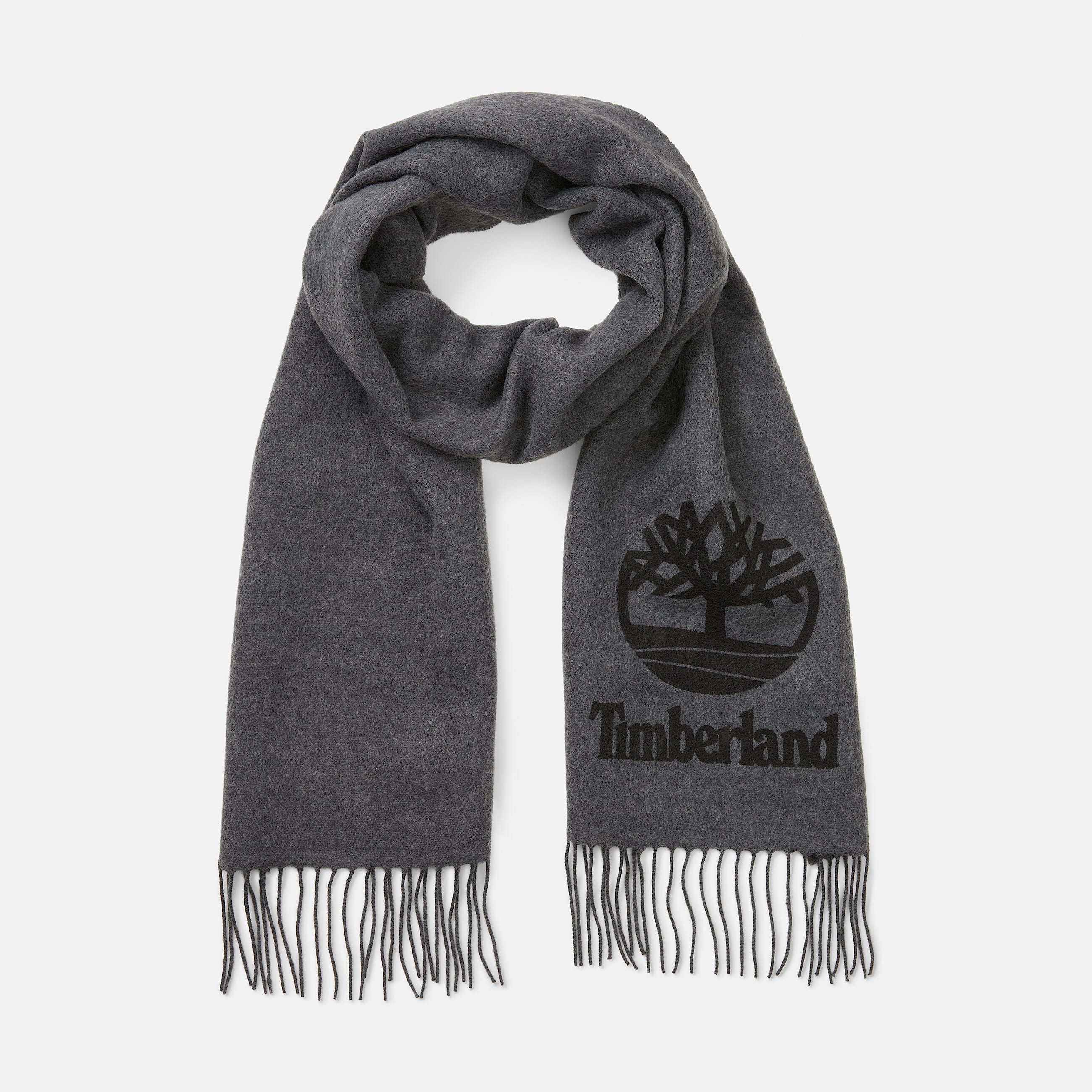 Schal aus garngefärbtem Strick mit aufgedrucktem Logo für Herren in Grau