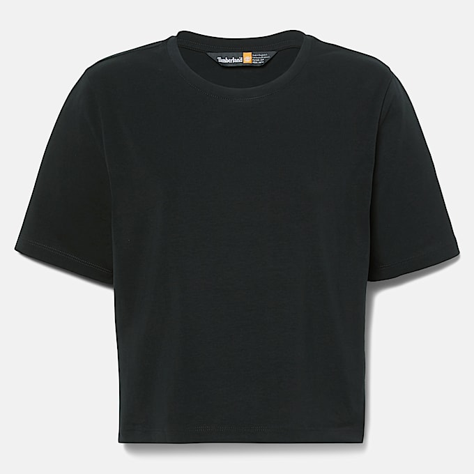 Kort T-shirt met korte mouwen voor dames in zwart