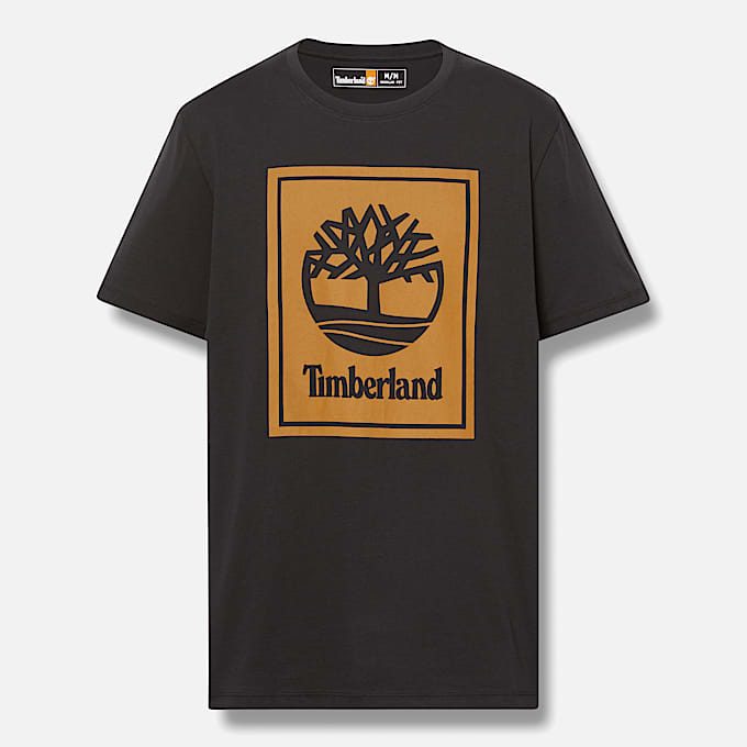 Contrast Stack Logo T-Shirt for Men in Black