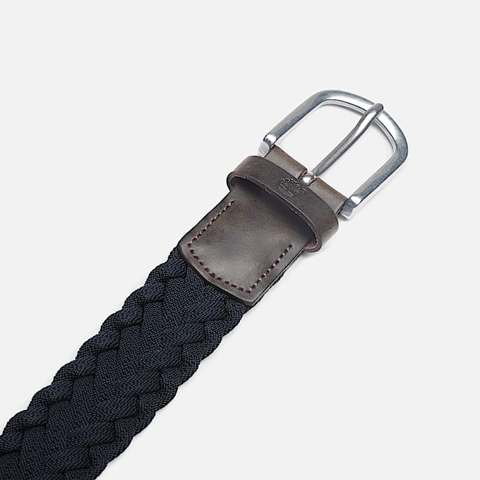 35 mm Flechtgürtel mit Lederdetails für Herren in Dunkelblau