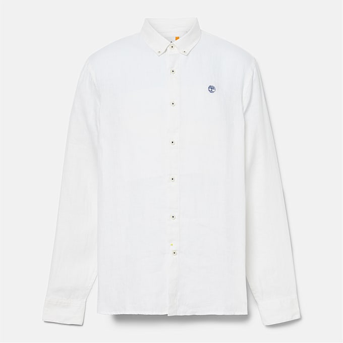 Camisa de lino Mill Brook para hombre en blanco