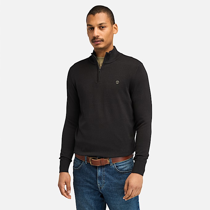 Williams River QuarterZip Jumper for Men in BlackPavement TBL Black HERO