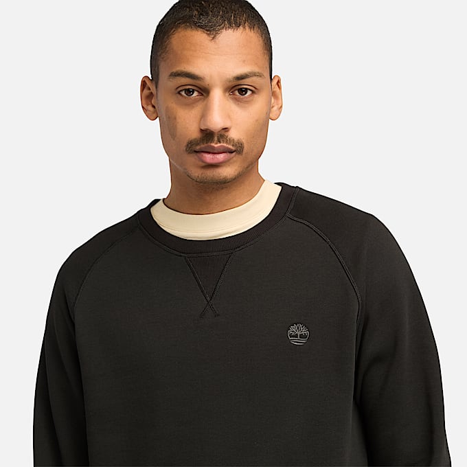 Exeter River Brushed Back Crewneck Sweatshirt for Men in Black TBL Black ALT2