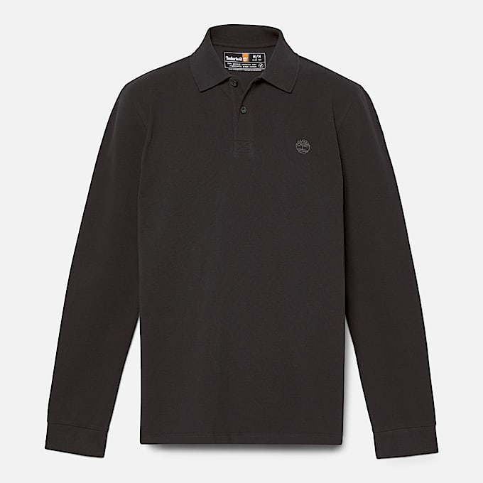 Millers River LongSleeve Pique Polo for Men in Black TBL Black ALT10