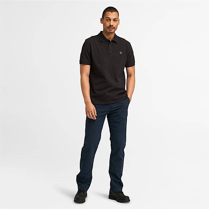 Polo en piqué à manches courtes Millers River pour homme en noir