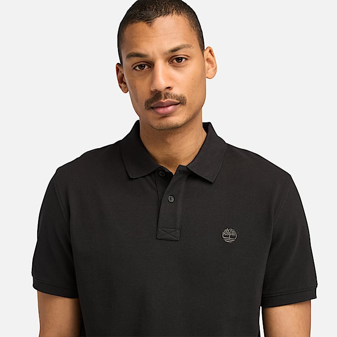 Millers River Pique ShortSleeve Polo for Men in Black TBL Black ALT2