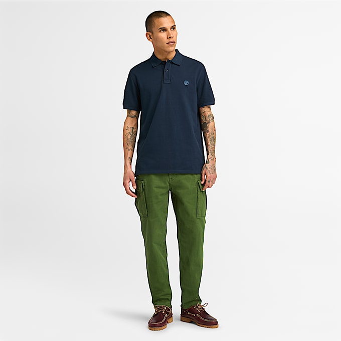 Polo en piqué à manches courtes Millers River pour homme en bleu foncé