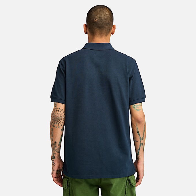 Millers River Short-Sleeve Pique Polo Shirt for Men in Dark Blue