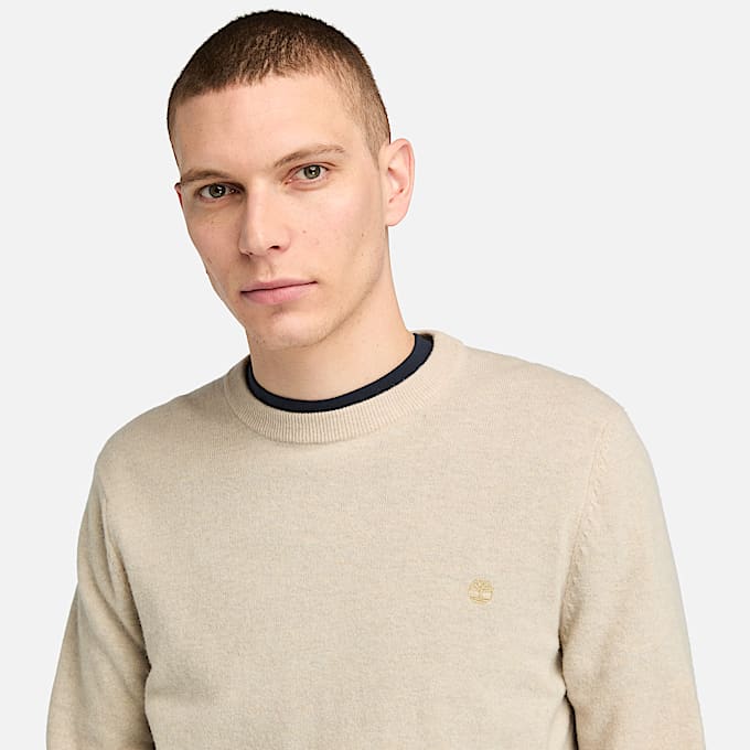 Maglione Girocollo in Lana Merino Timberland® Cohas Brook da Uomo in beige
