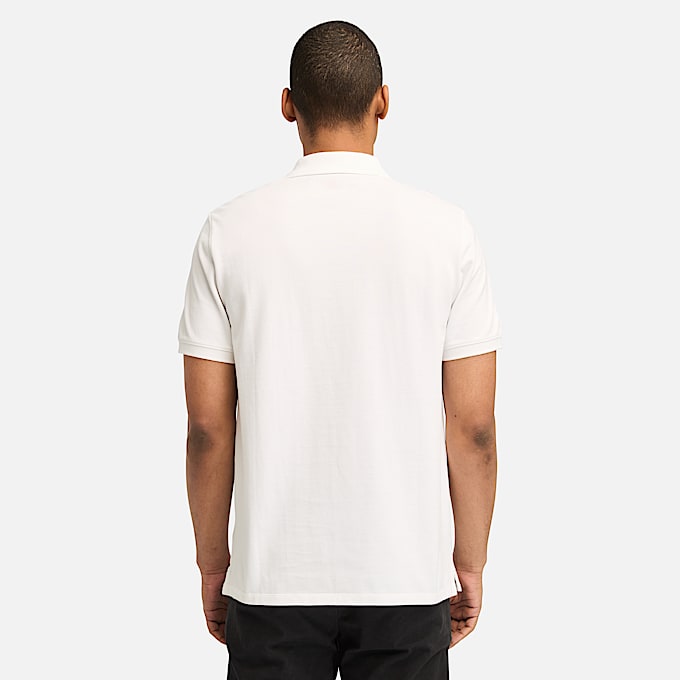 Millers River Short-Sleeve Pique Polo Shirt for Men in White