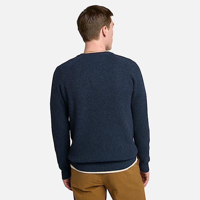 Phillips Brook Raglan Sleeve Crewneck Jumper for Men in Dark Blue TBL Blue ALT9