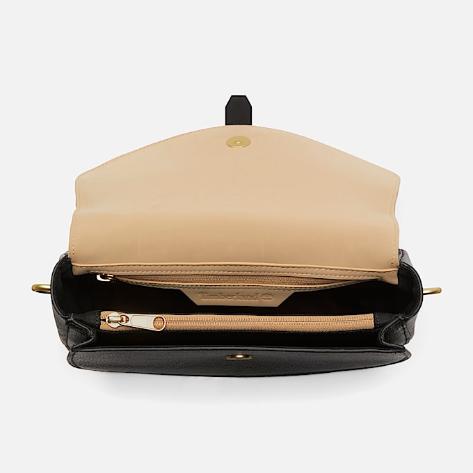 Sac à bandoulière en cuir à rabat Tuckerman en noir