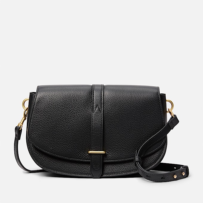 Sac à bandoulière en cuir à rabat Tuckerman en noir - 1