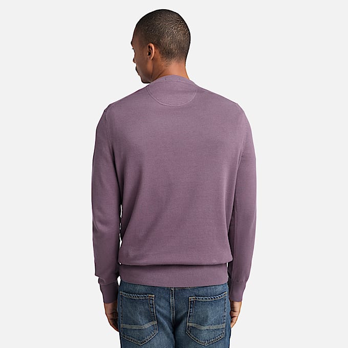 Pull en coton teint en fil Williams River pour homme en violet